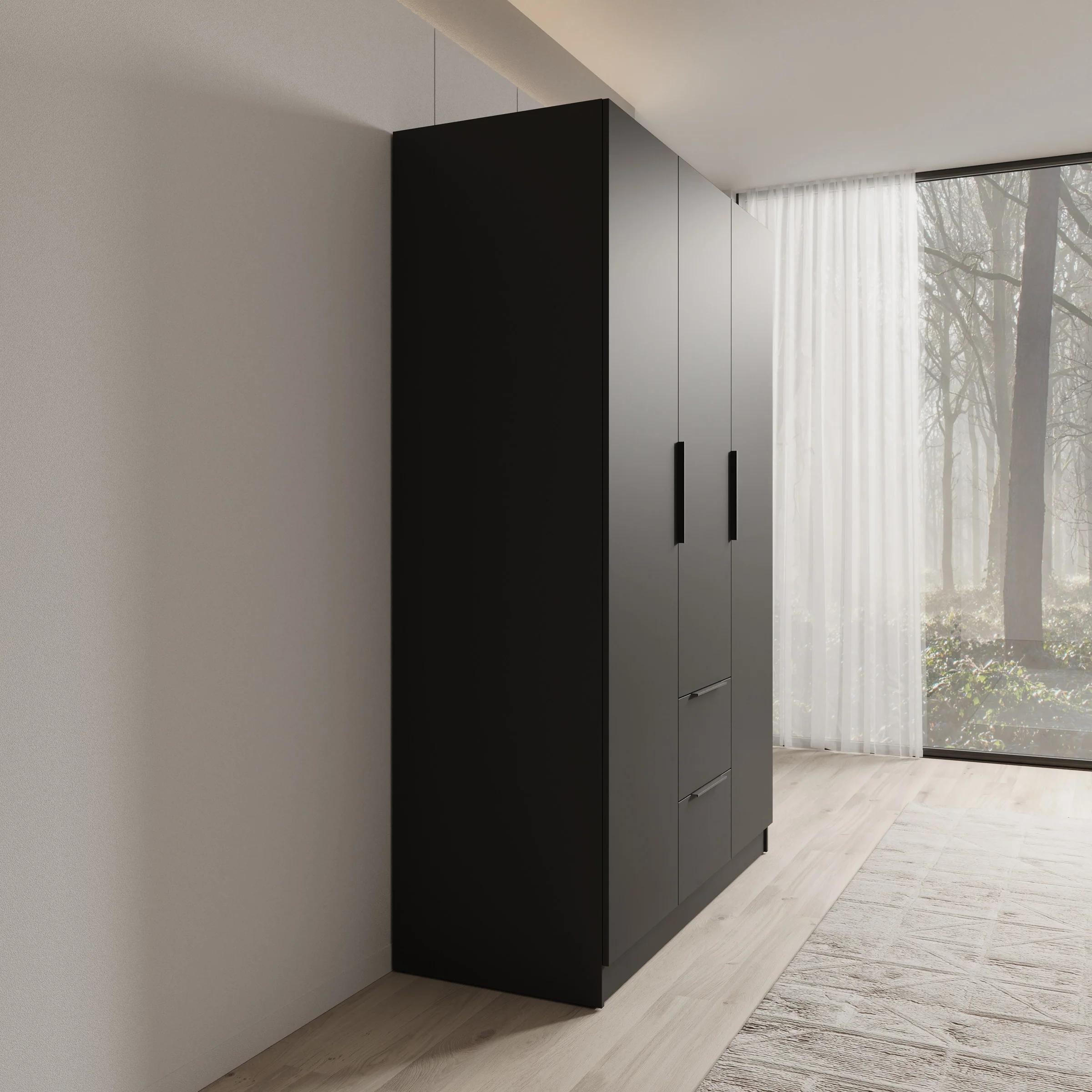 Caliero - Kledingkast 3-deurs - Zwart - 150x60x216 cm - Image 4