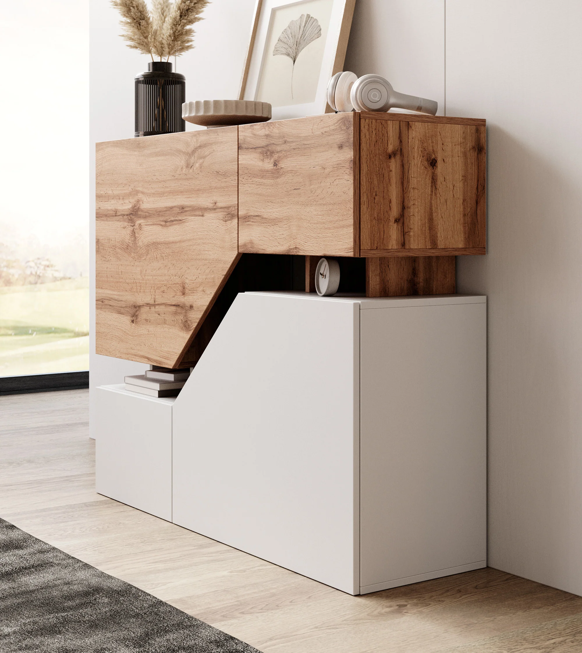 Canberra - Dressoir - Eiken/wit - 120x35x100 cm - Image 4