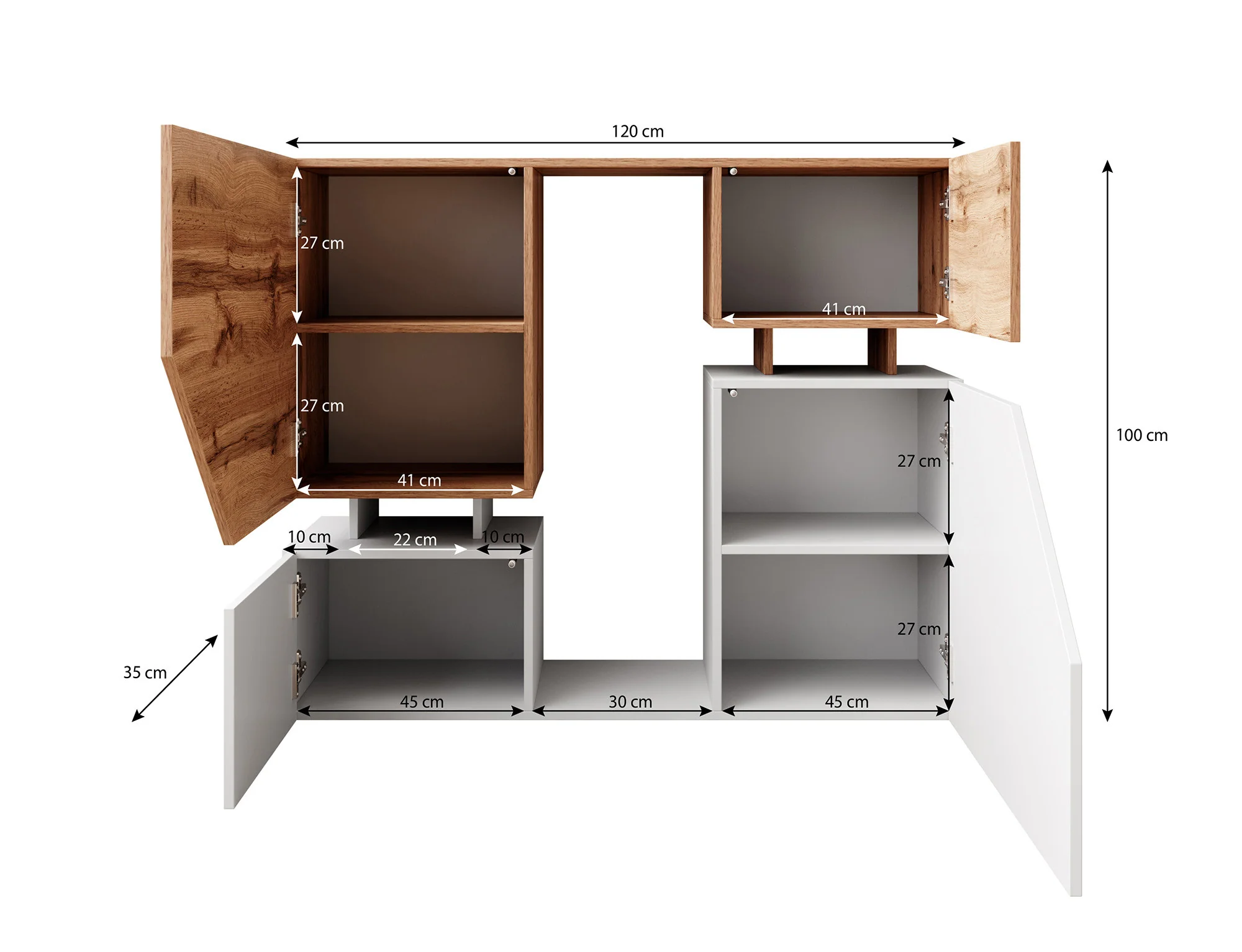 Canberra - Dressoir - Eiken/wit - 120x35x100 cm - Image 5