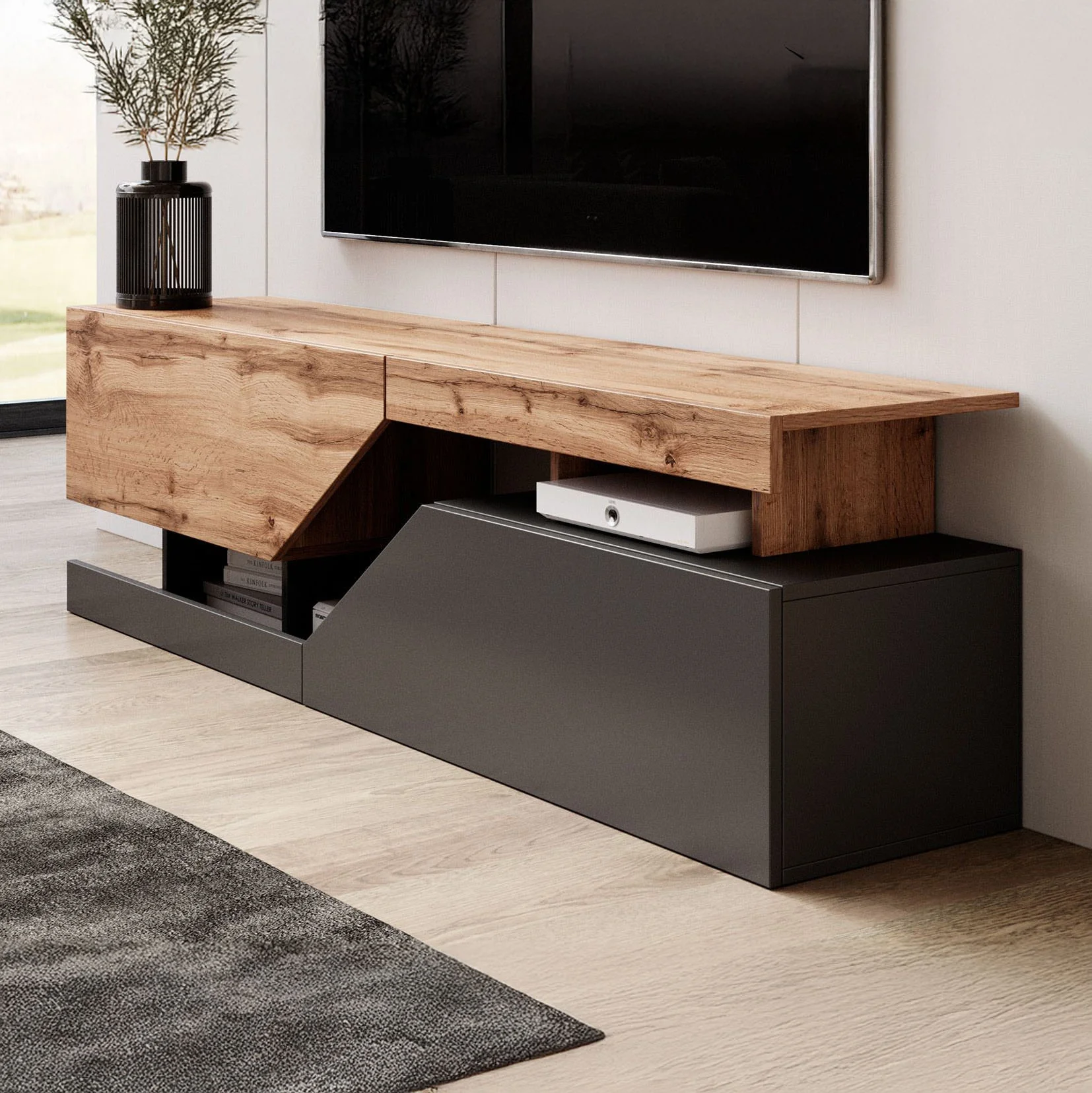 Canberra - TV-Meubel - Eiken/antraciet  - 160 cm - Image 4