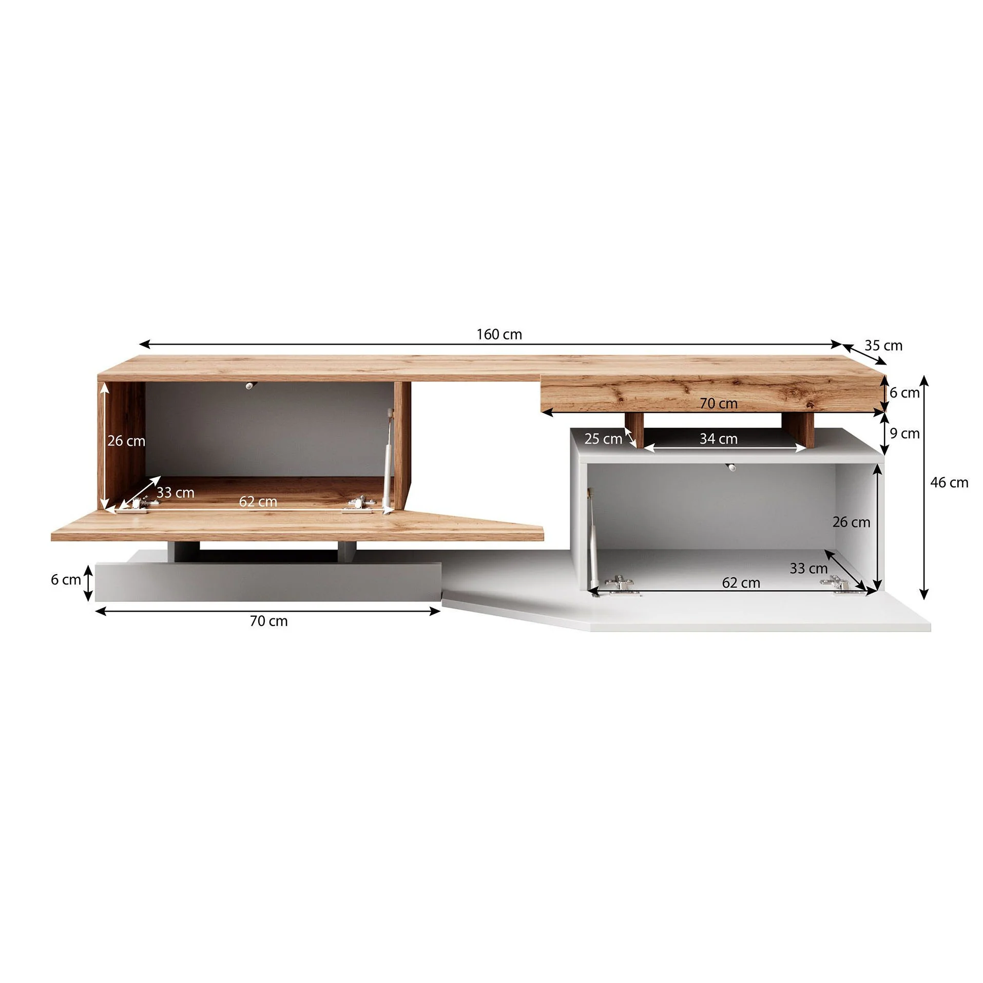 Canberra - TV-Meubel - Eiken/antraciet  - 160 cm - Image 5