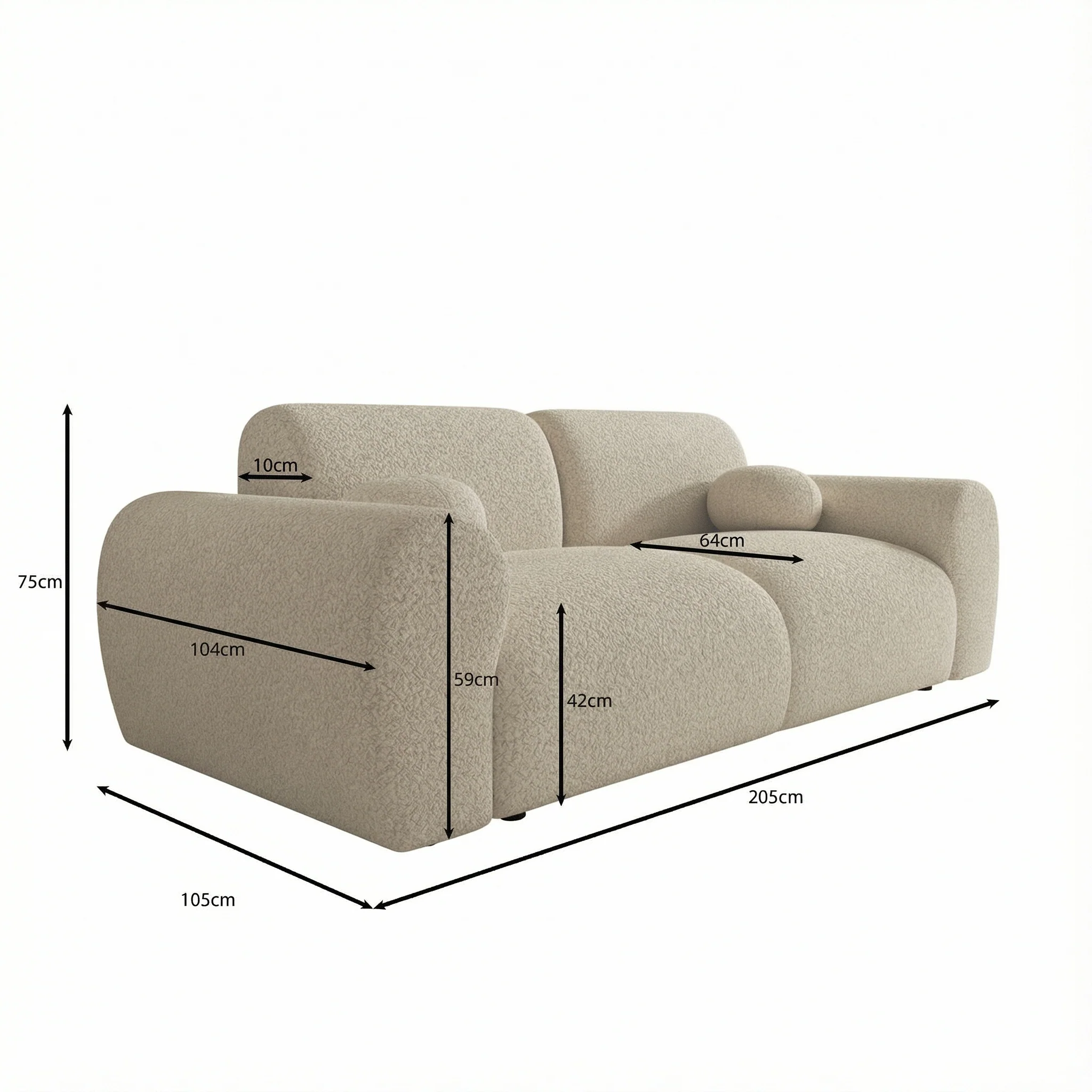 Canyon - 2-zitsbank - Teddystof beige - 205x105x75 cm - Image 3