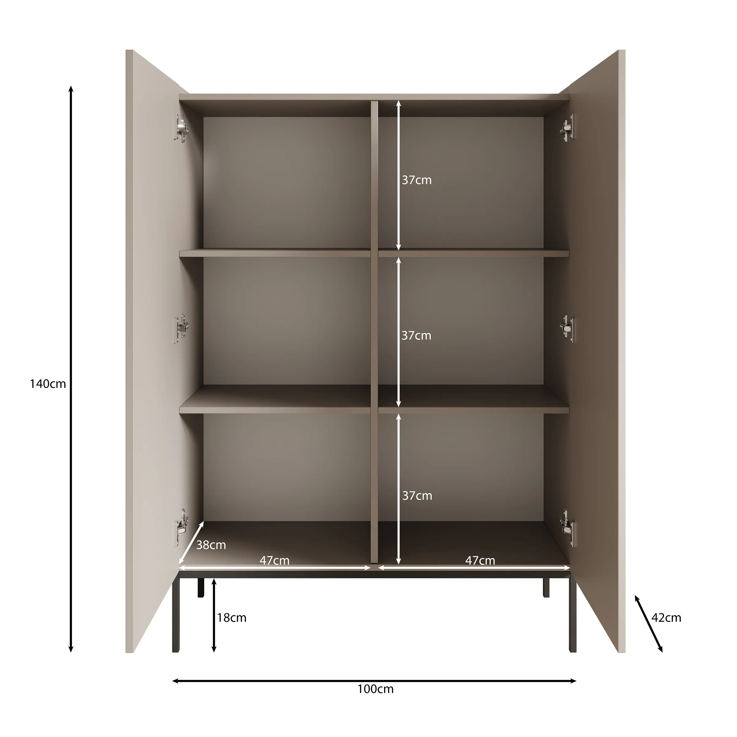 Capri - Dressoir - Beige - 100x42x140 cm - Image 6