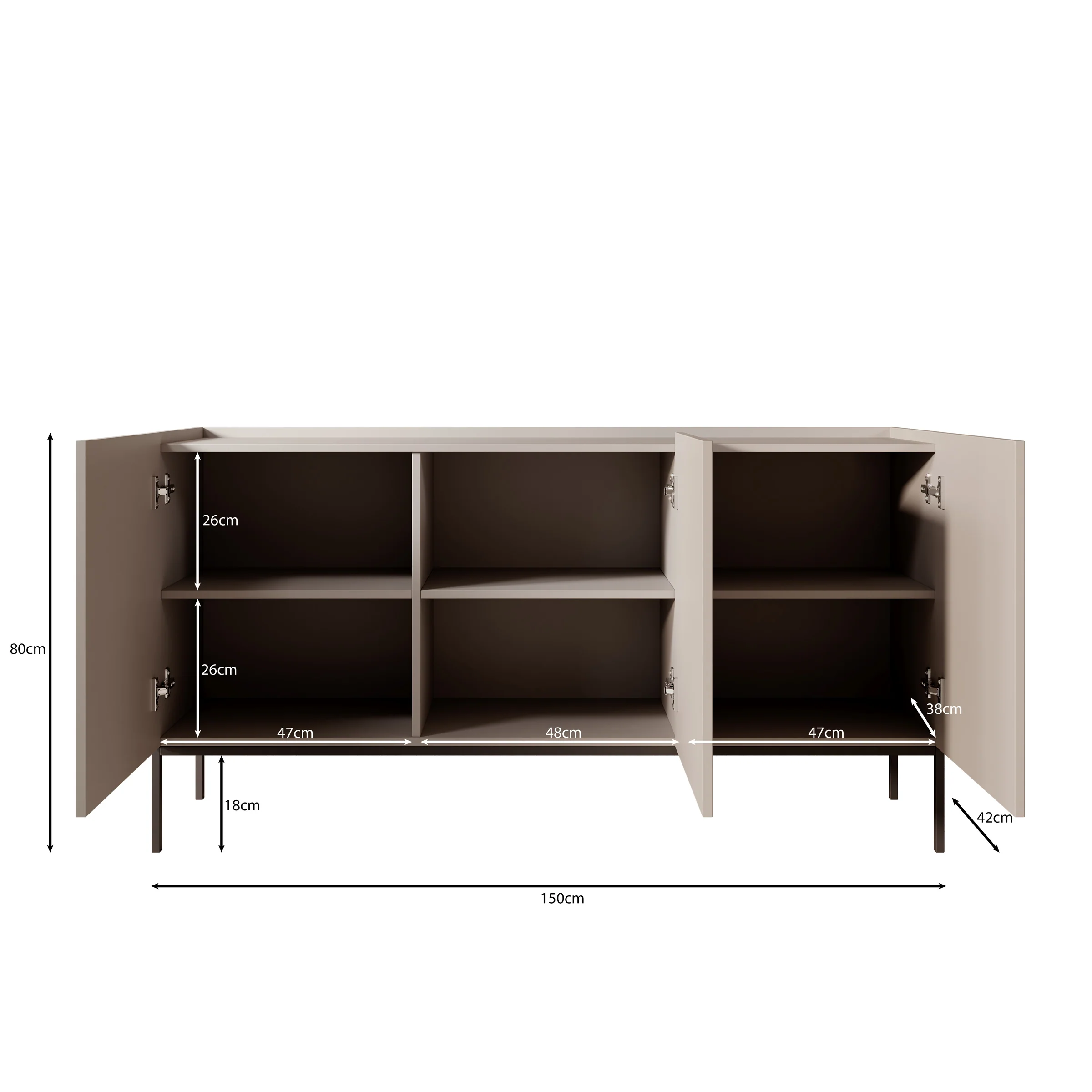 Capri - Dressoir - Beige - 150x42x80 cm - Image 6