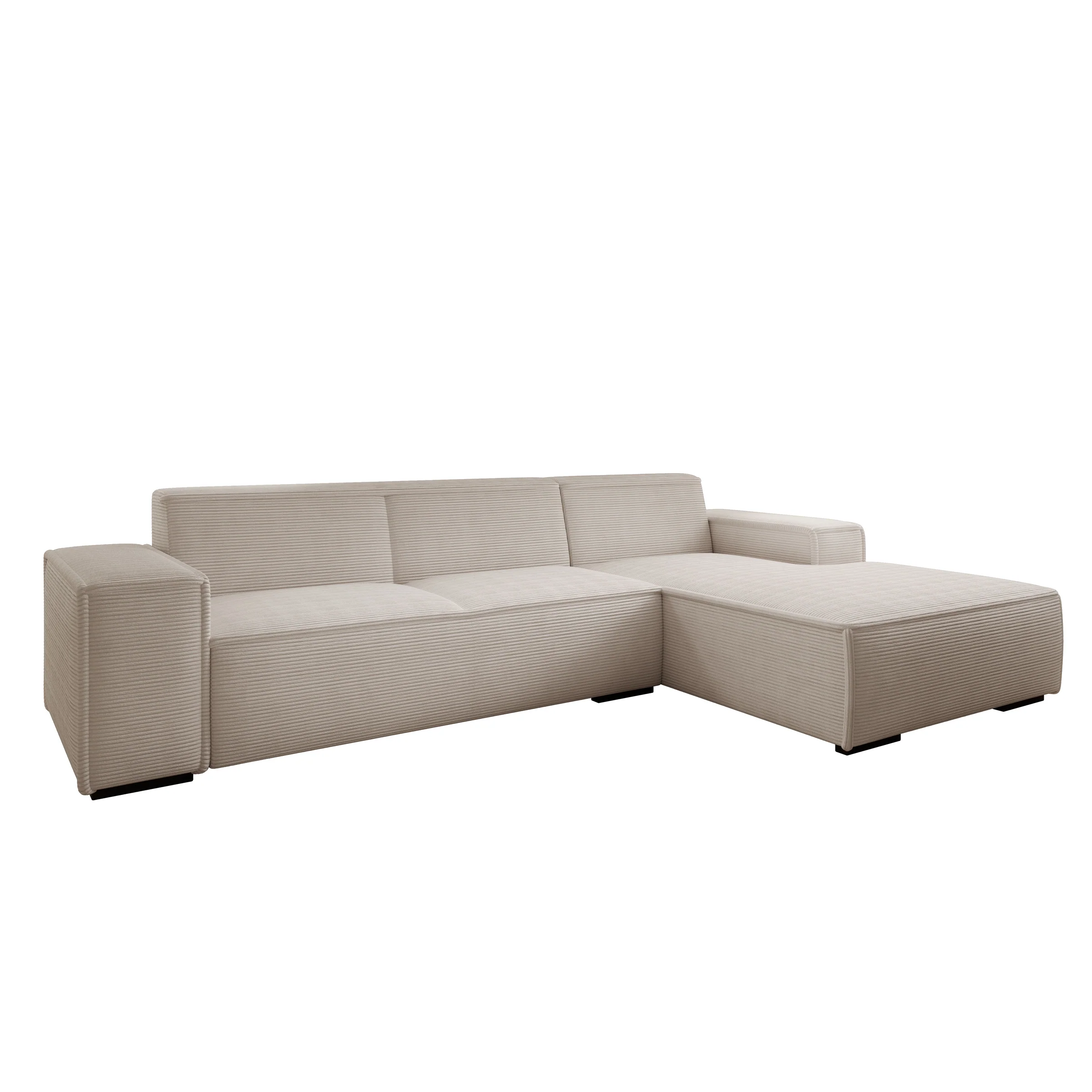 Cardiff - Hoekbank 3-zits met chaise longue - Ribstof beige - Rechts - Image 5