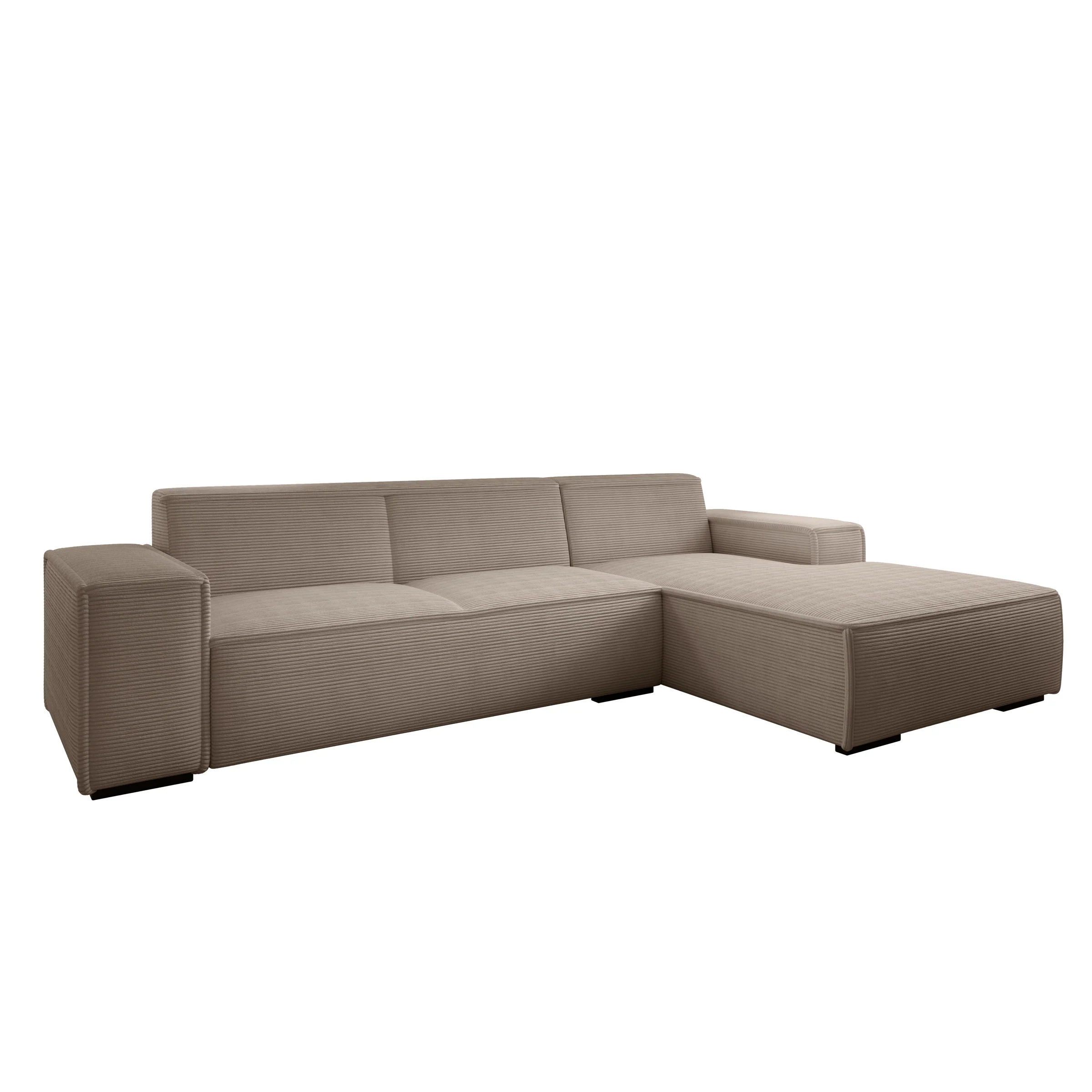 Cardiff - Hoekbank 3-zits met chaise longue - Ribstof bruin - Rechts - Image 5