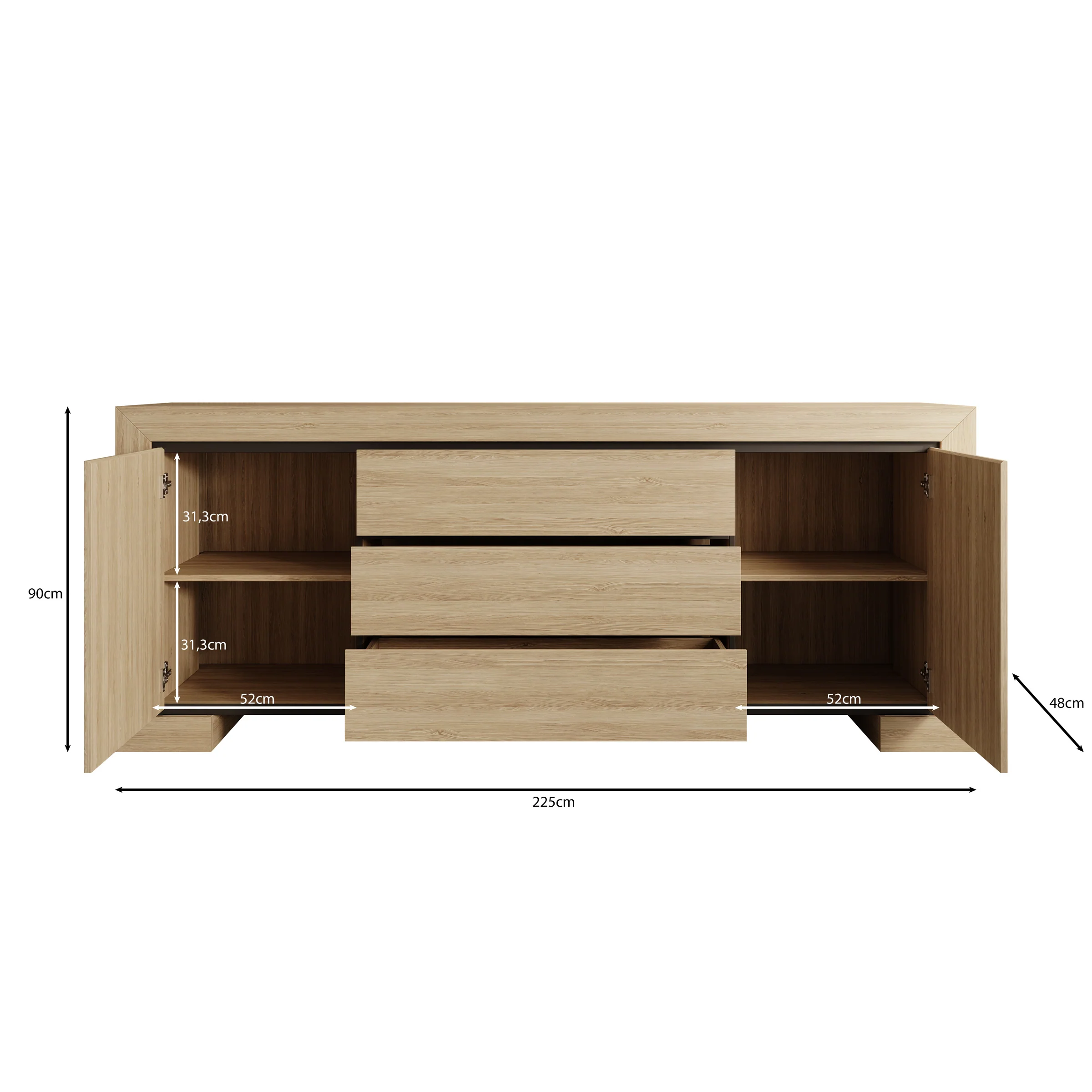 Cayuga - Dressoir - Eiken - 225x48x90 cm - Image 5