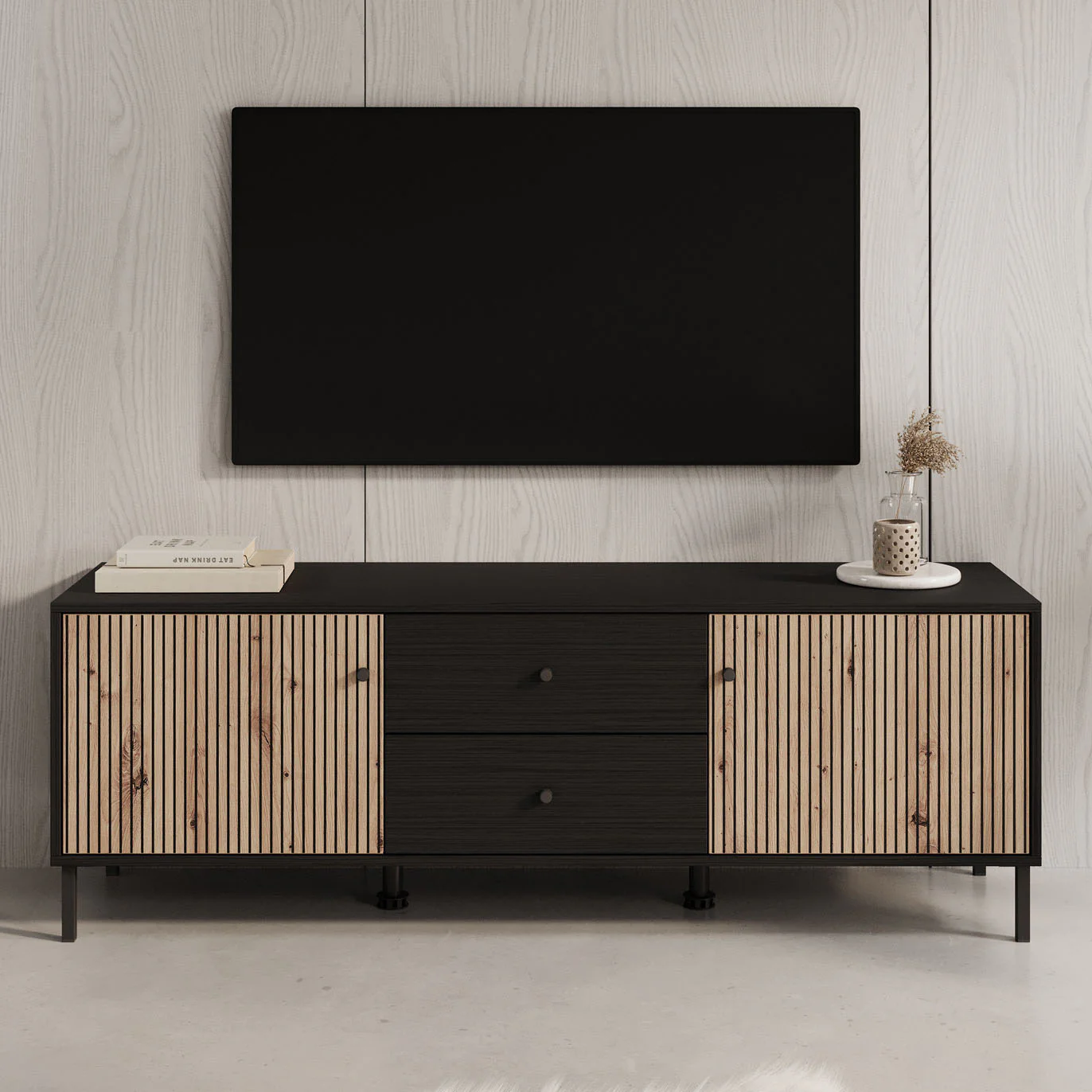 Charles - TV-Meubel met 2 deuren - Eiken - 157 cm - Image 3
