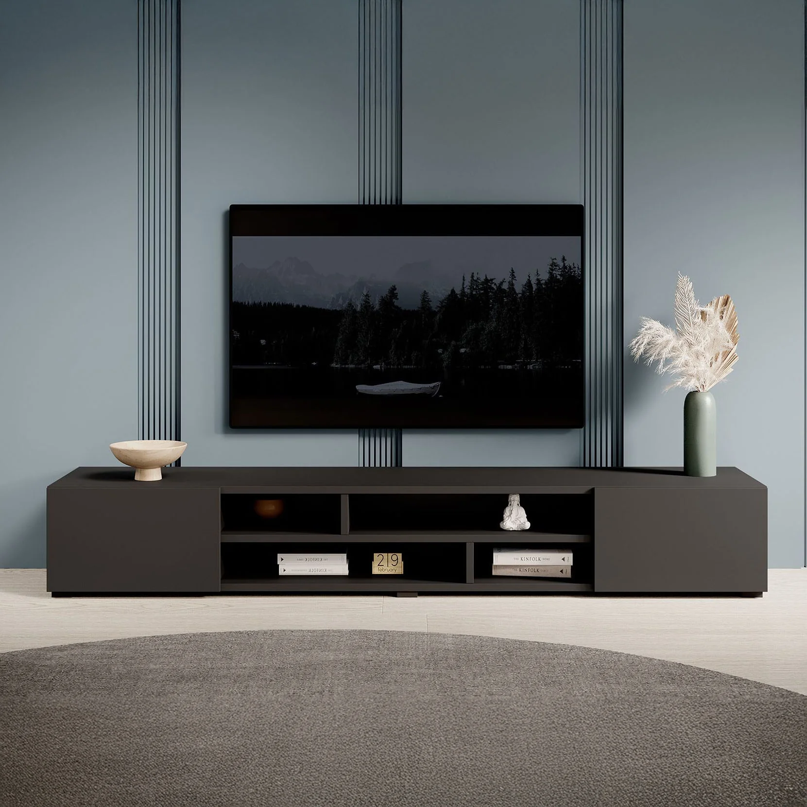 Charo - TV-Meubel - met 2 deuren - Mat zwart - 208 cm - Image 6