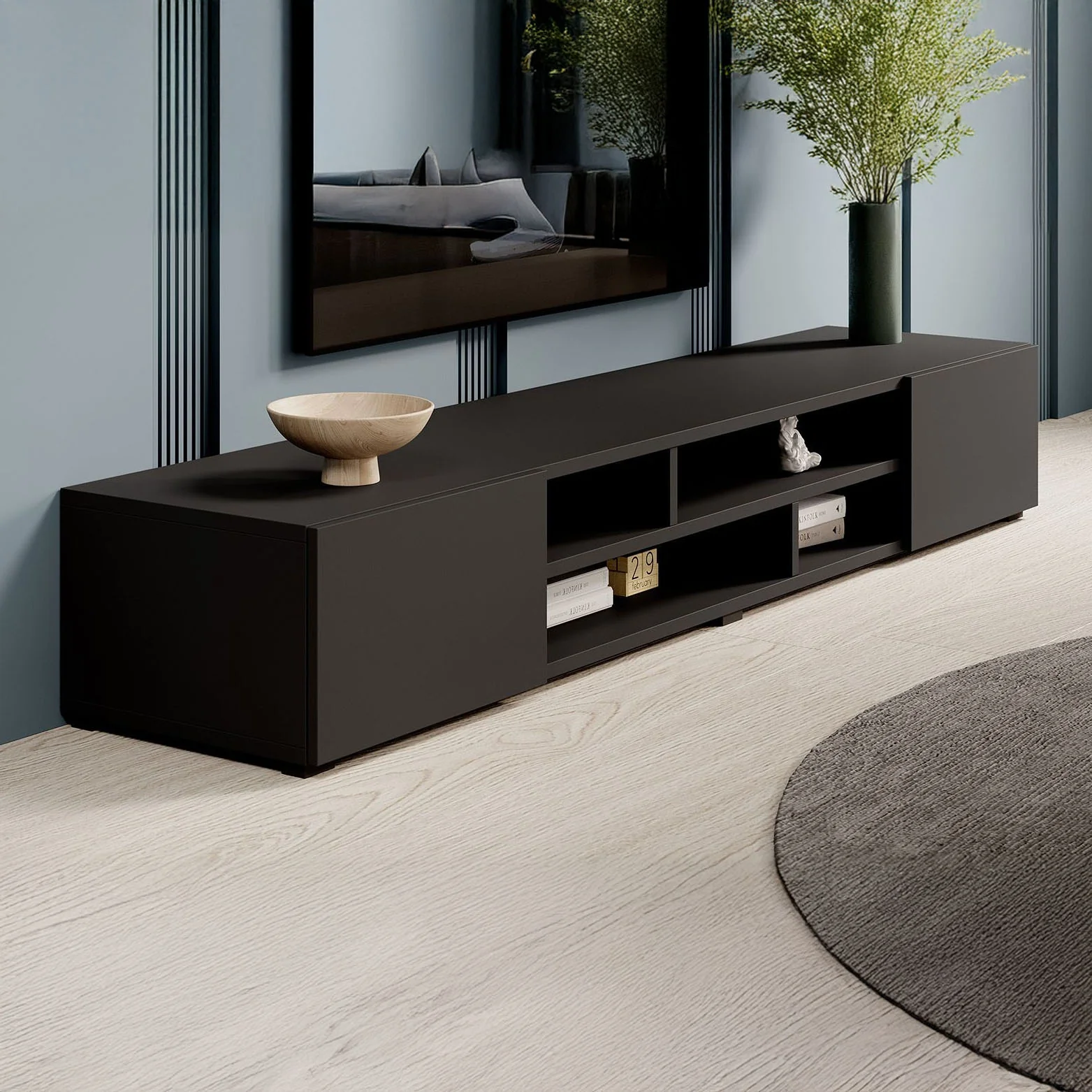 Charo - TV-Meubel - met 2 deuren - Mat zwart - 208 cm - Image 8