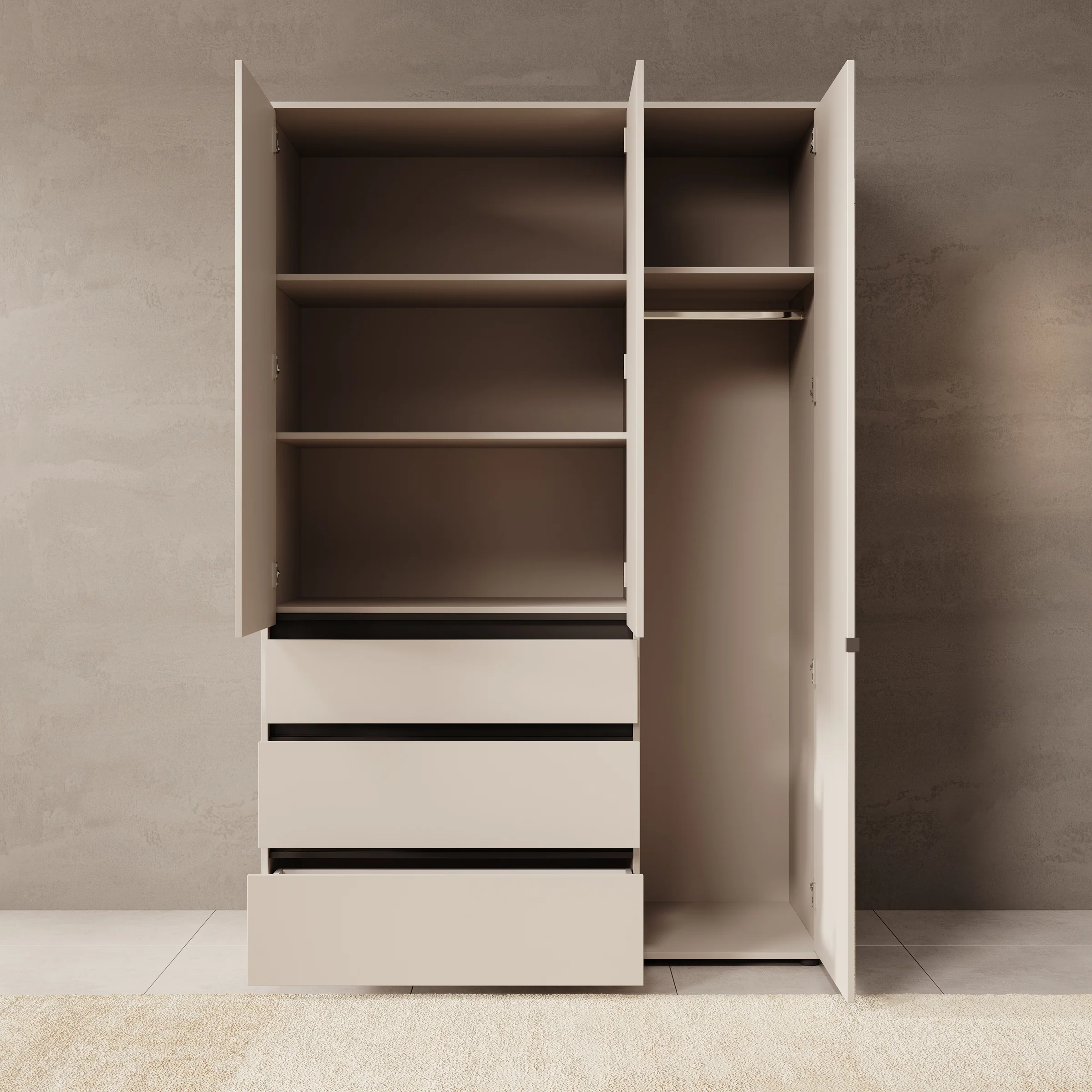 Cirelle 2 - Kledingkast 3-deurs - Beige - 138x55x211 cm - Image 2