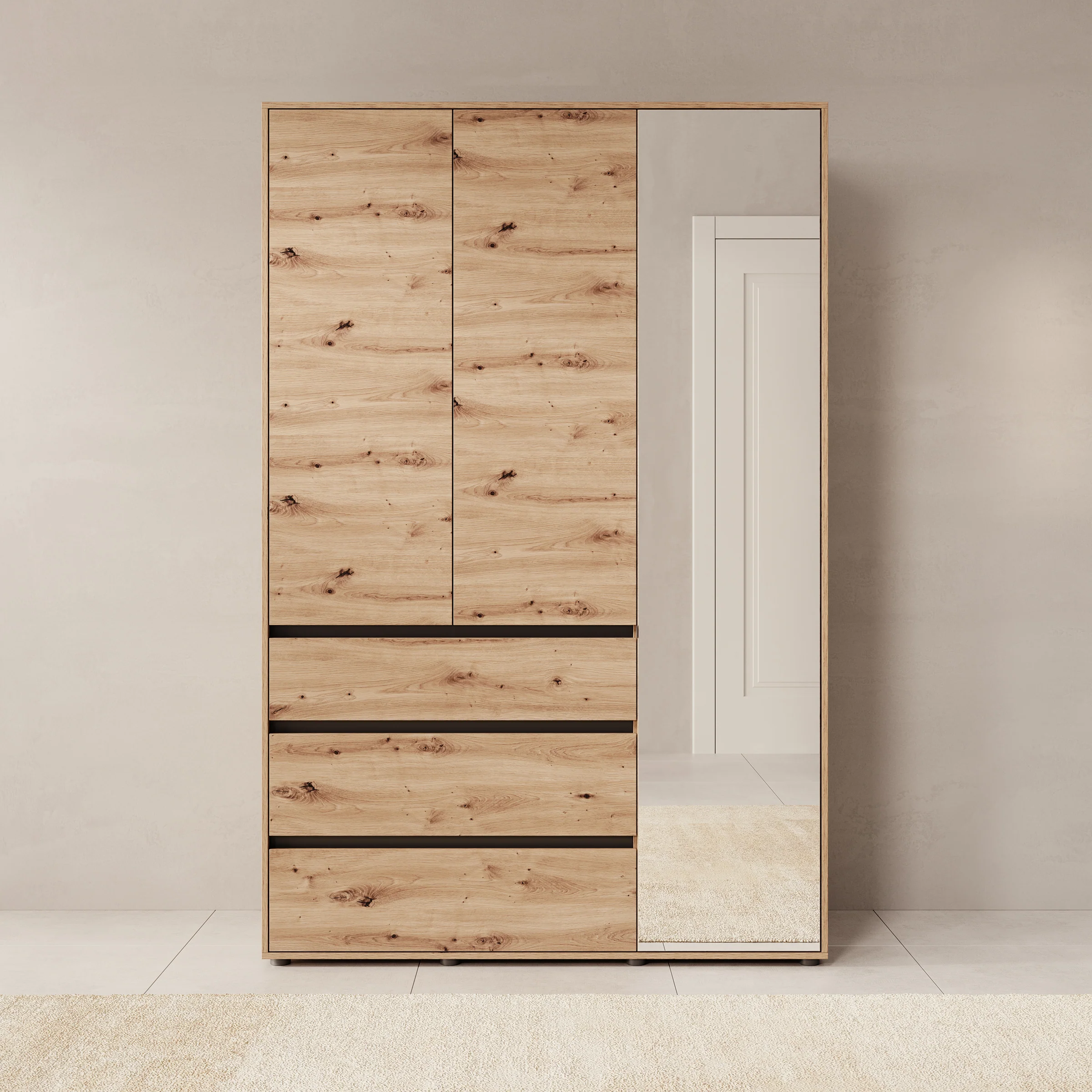Cirelle 2 - Kledingkast 3-deurs - Eikenpatroon - 138x55x211 - Image 3