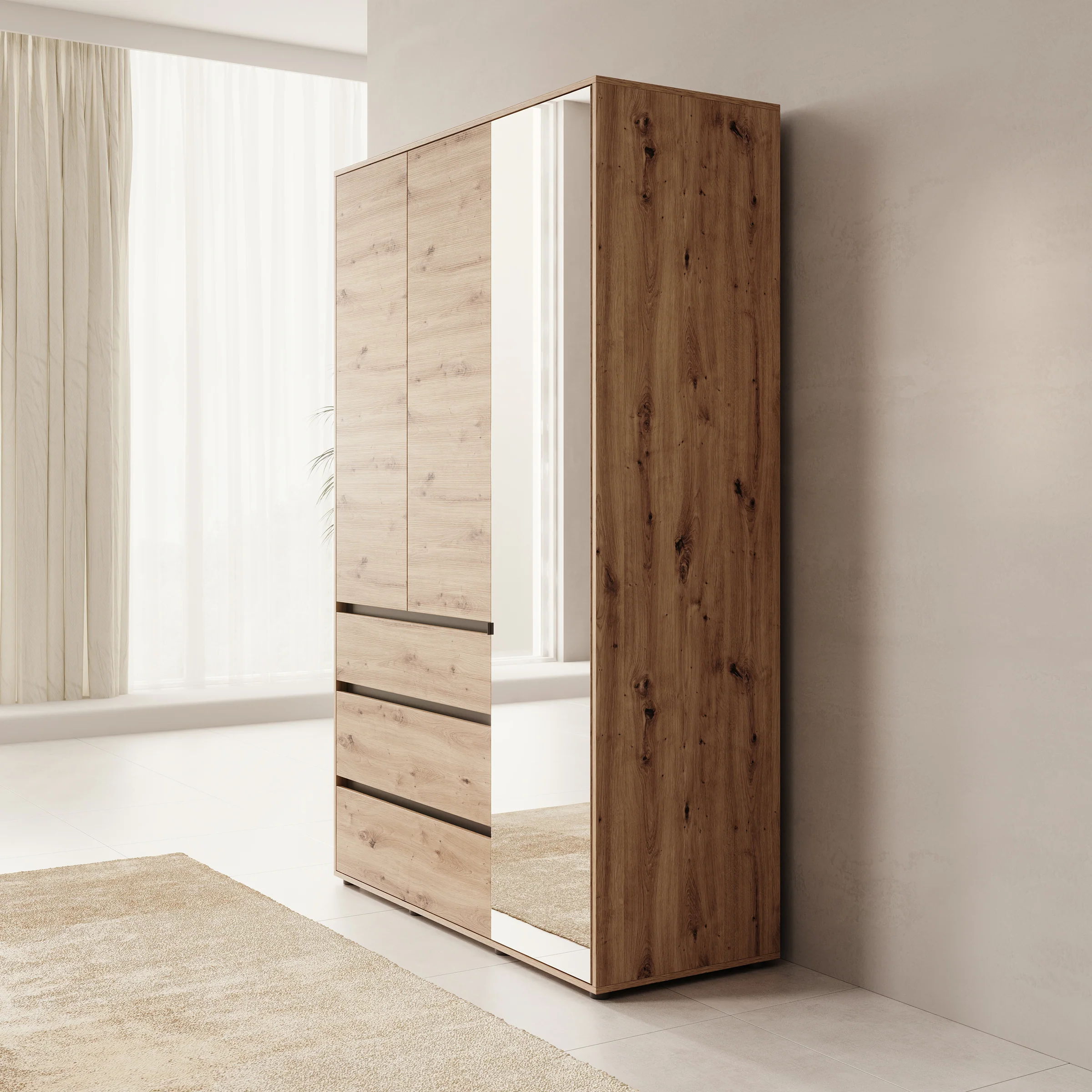 Cirelle 2 - Kledingkast 3-deurs - Eikenpatroon - 138x55x211 - Image 4