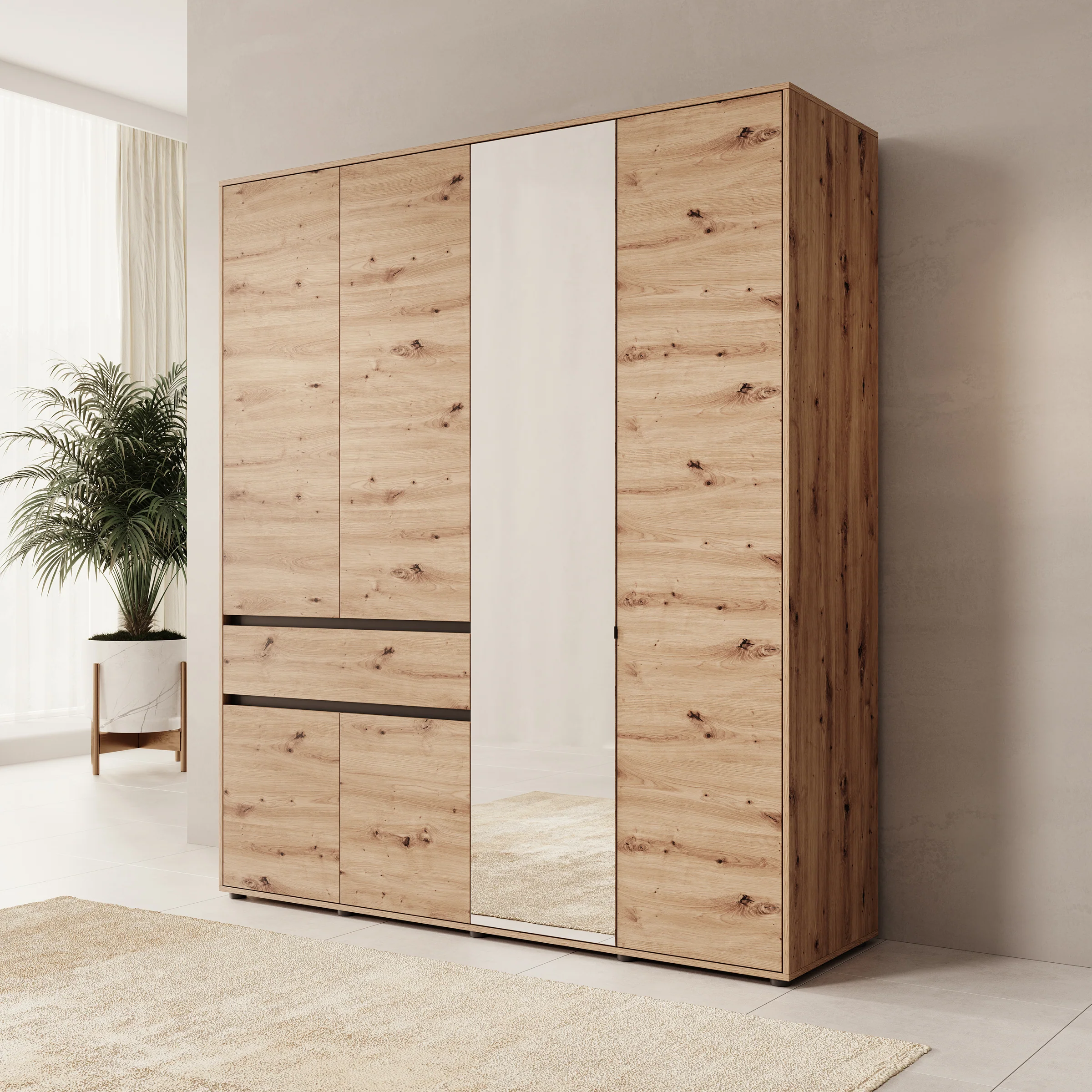 Cirelle 2 - Kledingkast met 6 deuren - Eikenpatroon - 183x55x211 cm