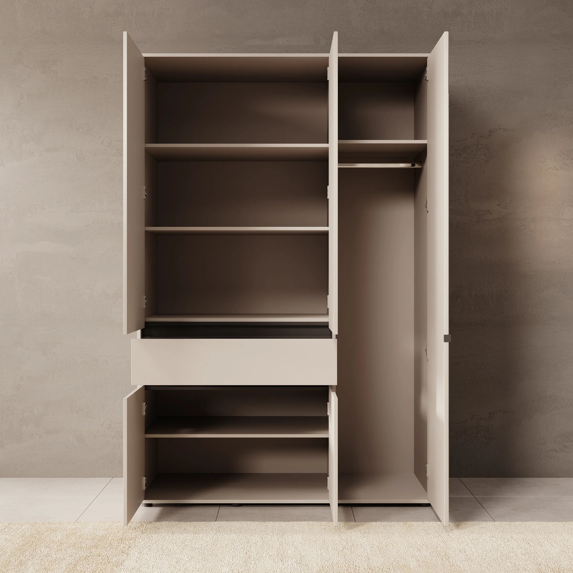 Cirelle - Kledingkast 5-deurs - Beige - 138x55x211 cm - Image 2