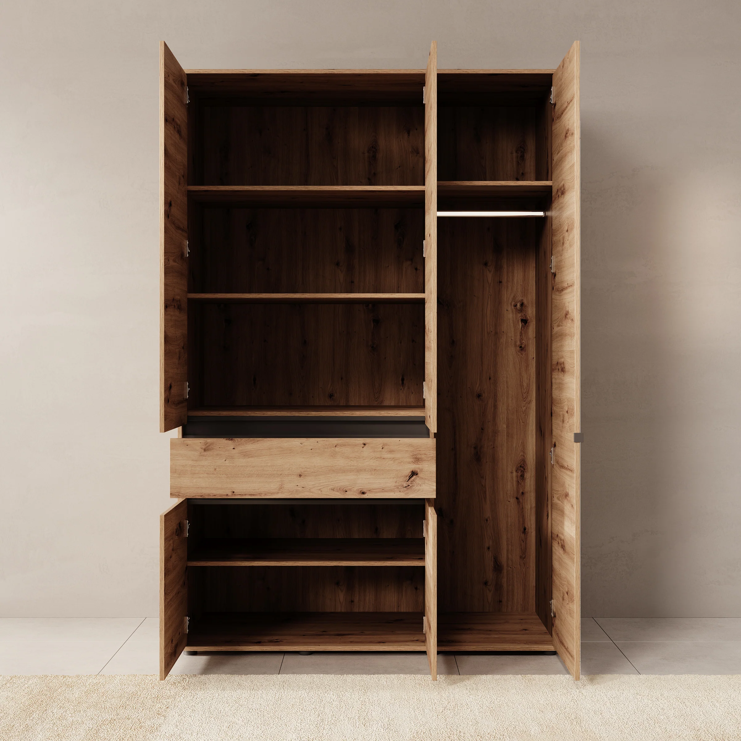 Cirelle - Kledingkast 5-deurs - Eikenpatroon - 138x55x211 cm - Image 2