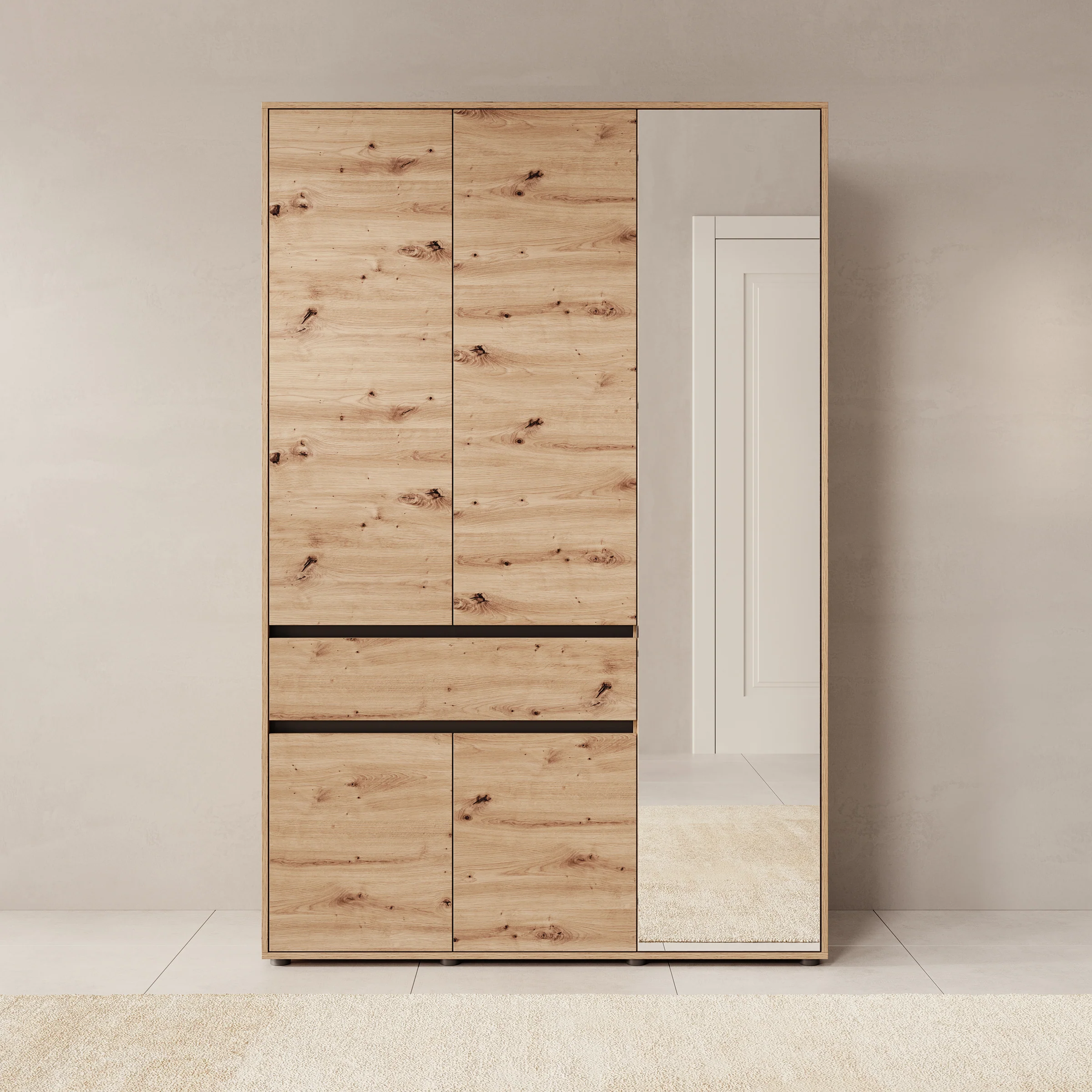 Cirelle - Kledingkast 5-deurs - Eikenpatroon - 138x55x211 cm - Image 3