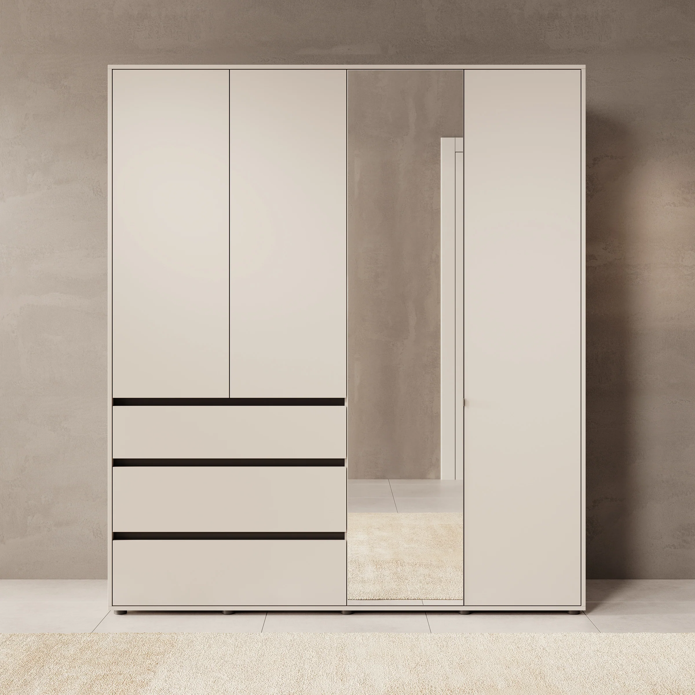 Cirelle - Kledingkast 4-deurs - Beige - 183x55x211 cm - Image 3
