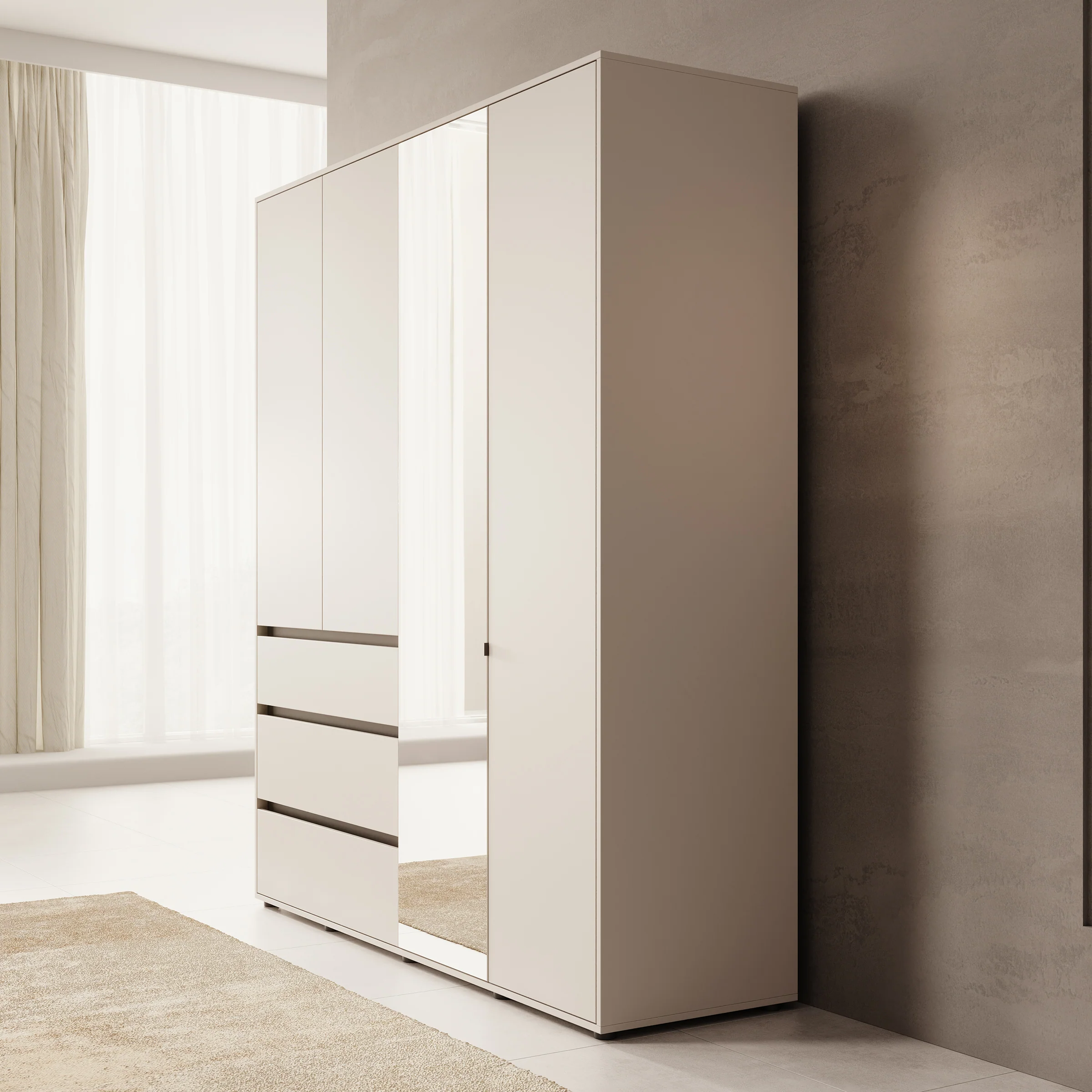 Cirelle - Kledingkast 4-deurs - Beige - 183x55x211 cm - Image 4