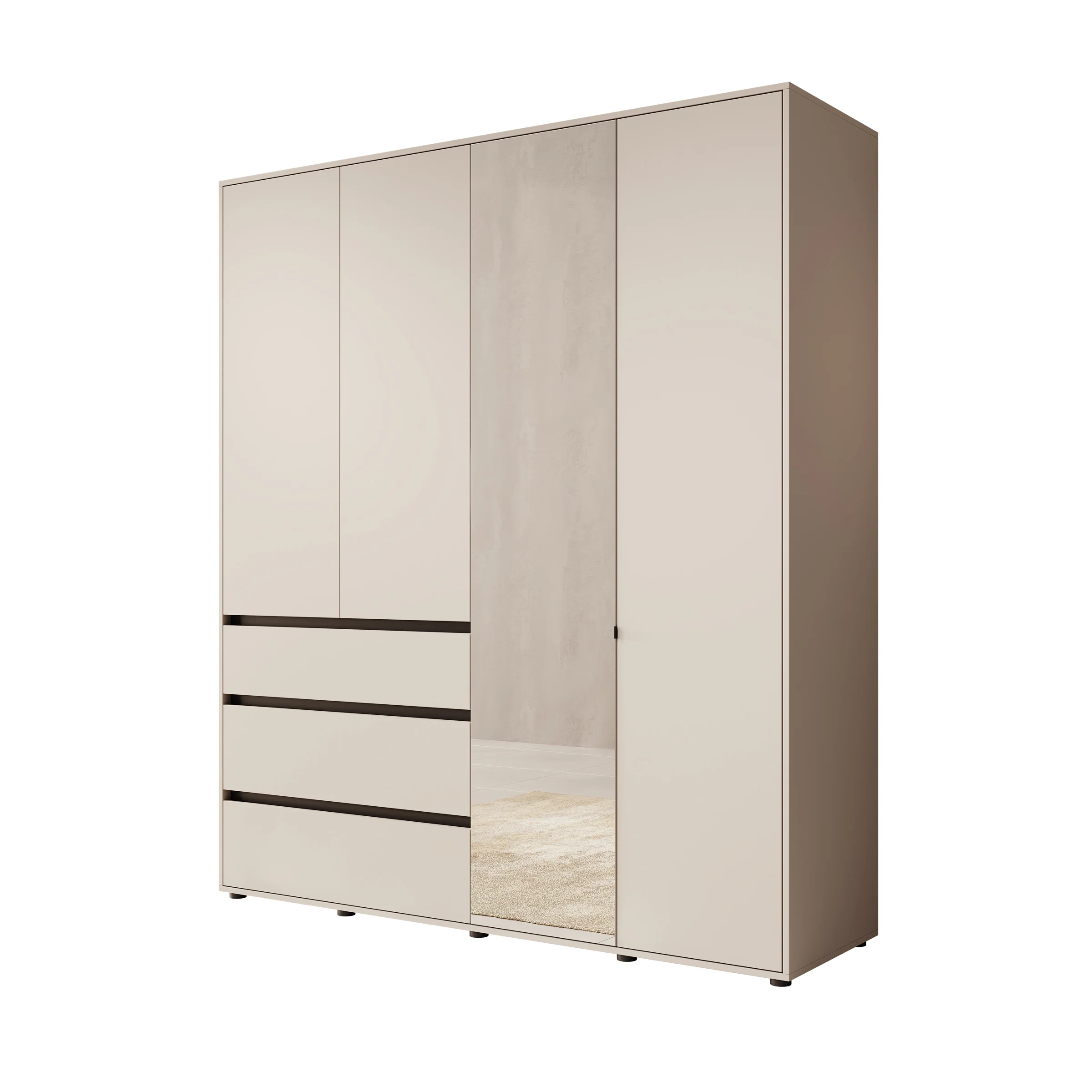 Cirelle - Kledingkast 4-deurs - Beige - 183x55x211 cm - Image 6
