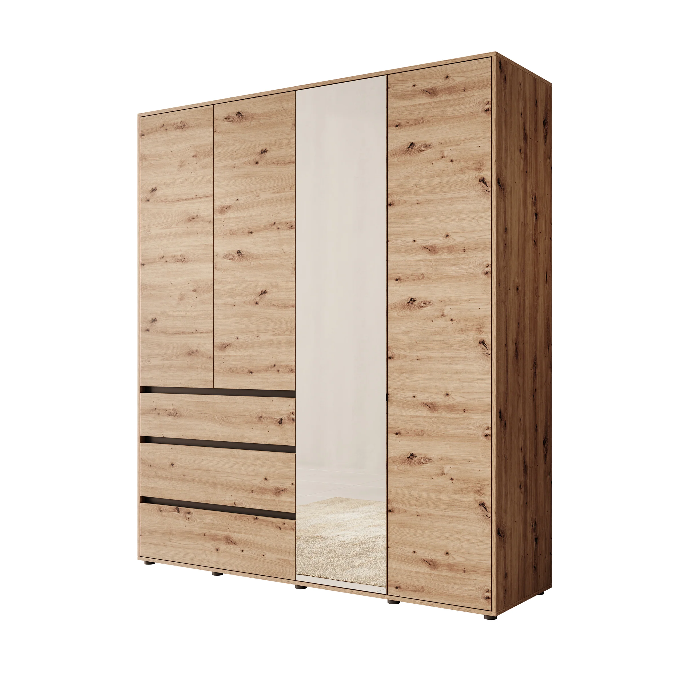 Cirelle - Kledingkast 4-deurs - Eikenpatroon - 183x55x211 cm - Image 6