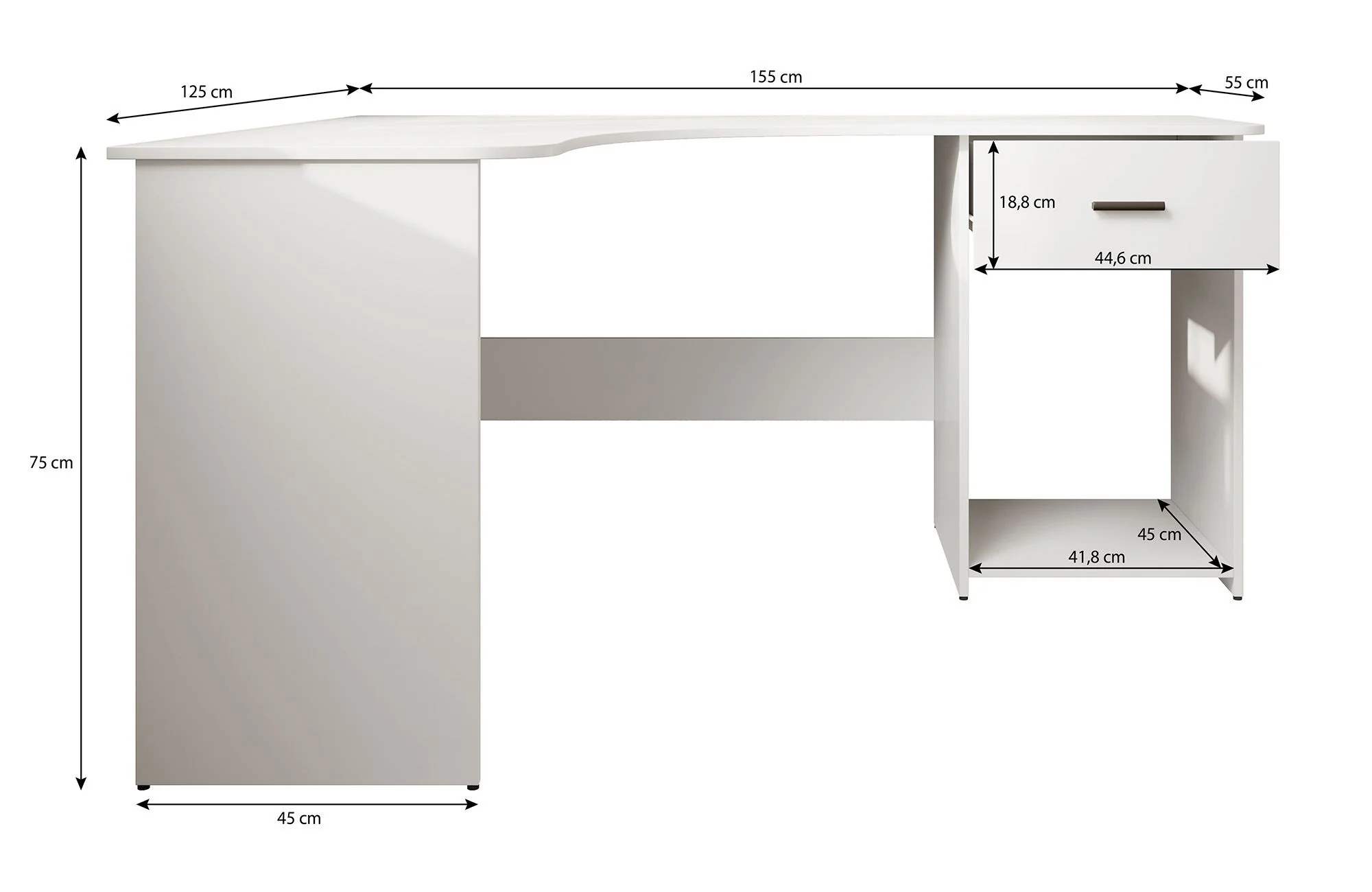 Ciudad - Bureau - Eiken/zwart - 155x125 cm - Image 5