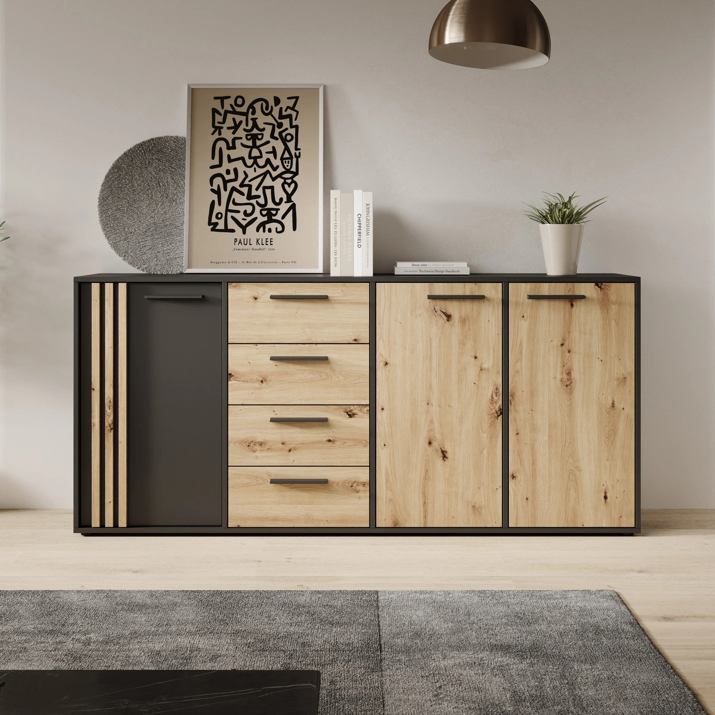 Clover - Dressoir - Eiken/Zwart - 179x34x82 cm - Image 3