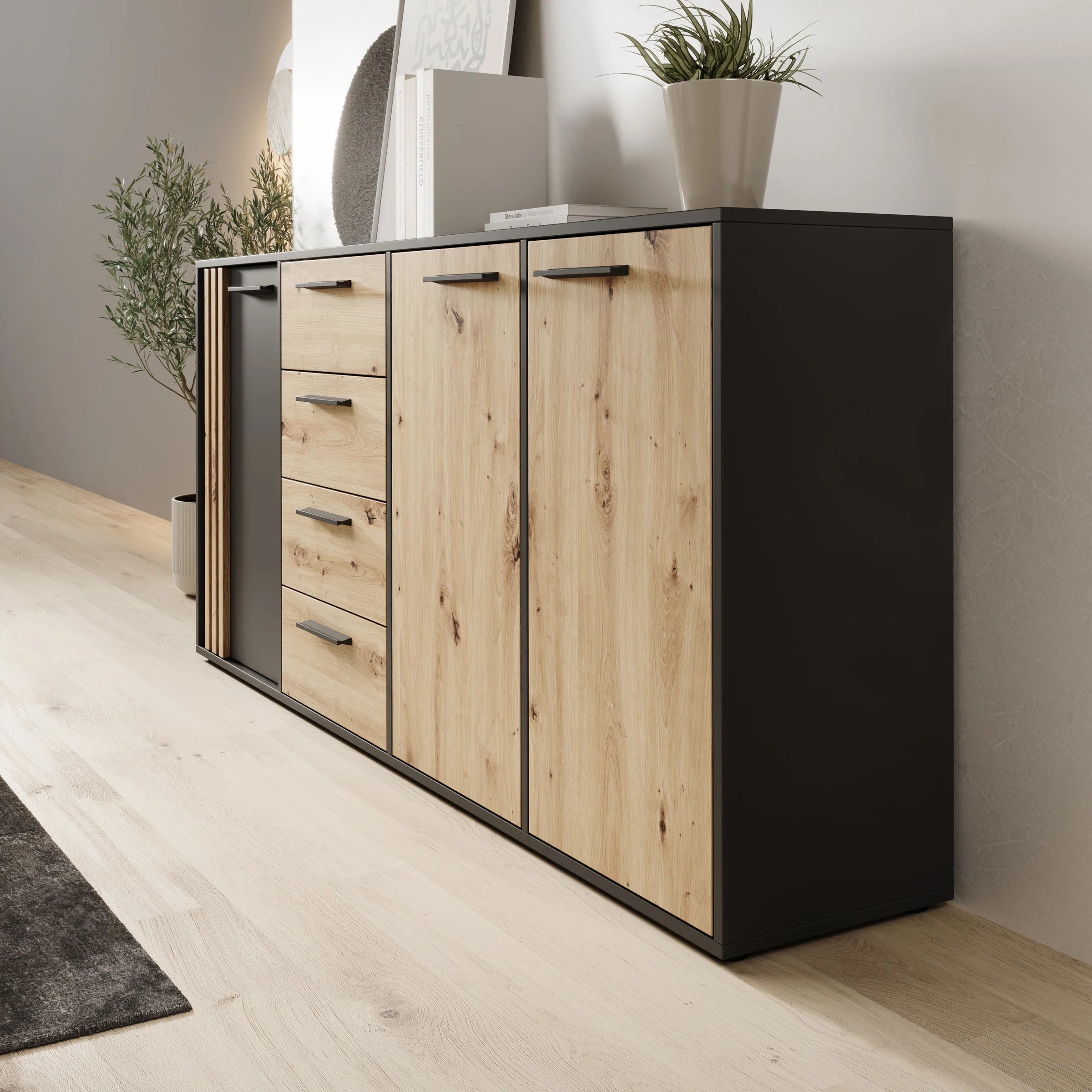 Clover - Dressoir - Eiken/Zwart - 179x34x82 cm - Image 4