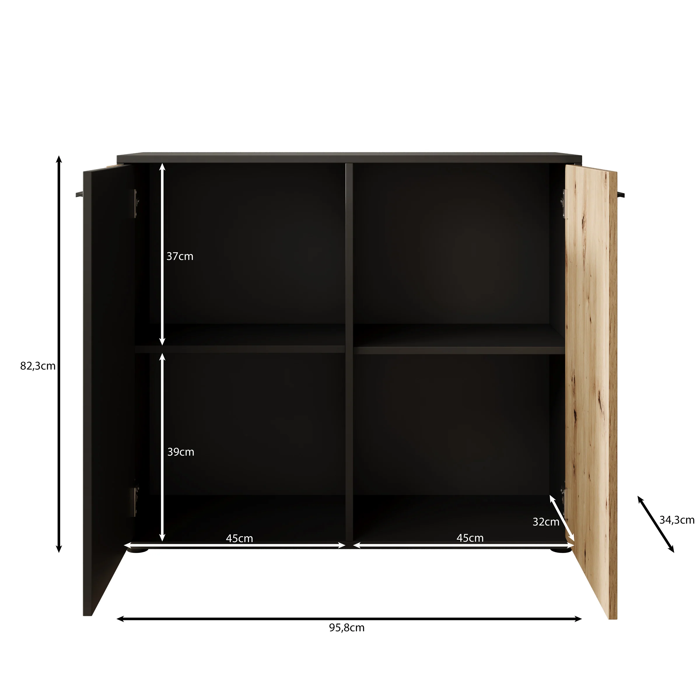 Clover - Dressoir - Eiken/Zwart - 96x34x82 cm - Image 5