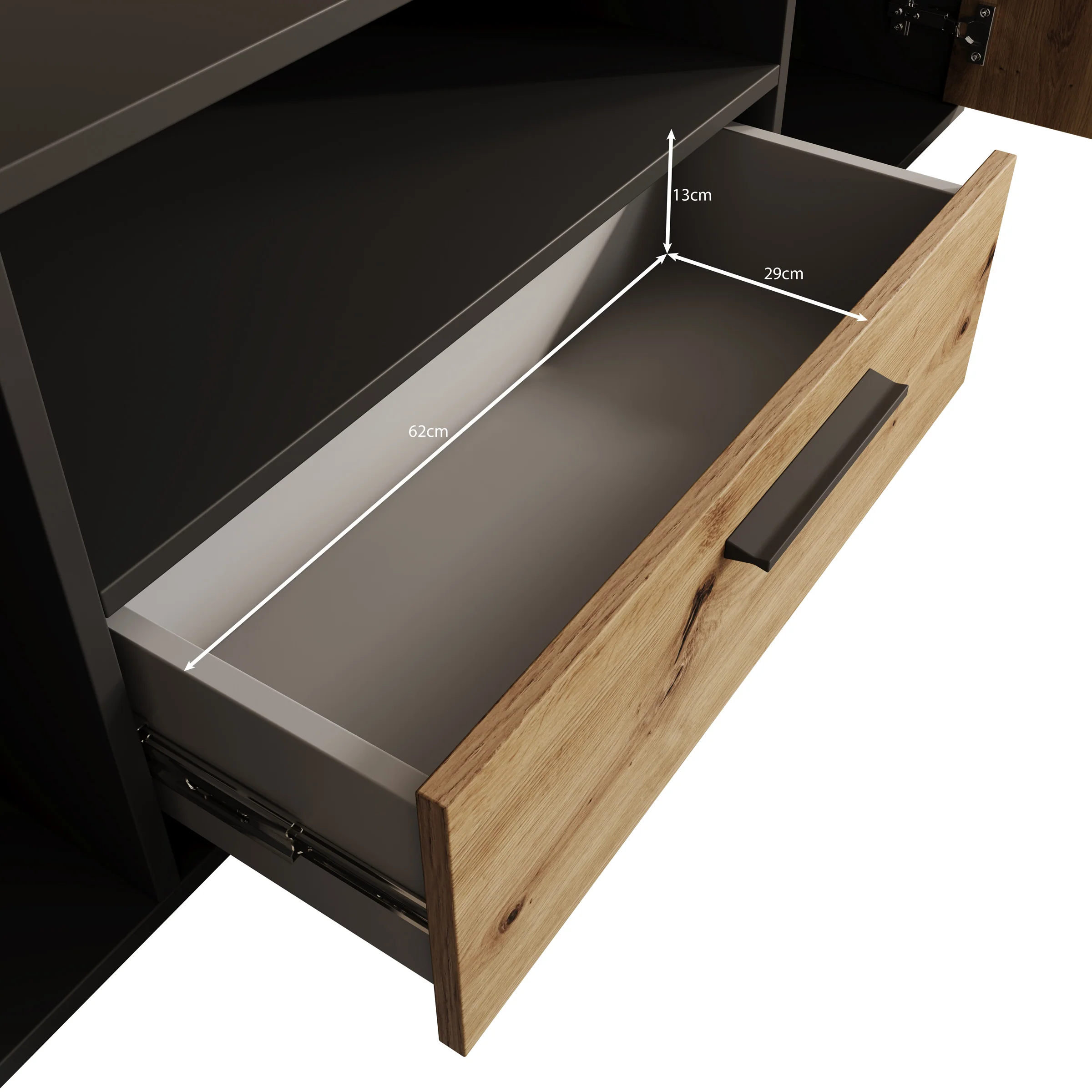 Clover - TV-Meubel - Eiken/Zwart - 163x42x44 cm - Image 6