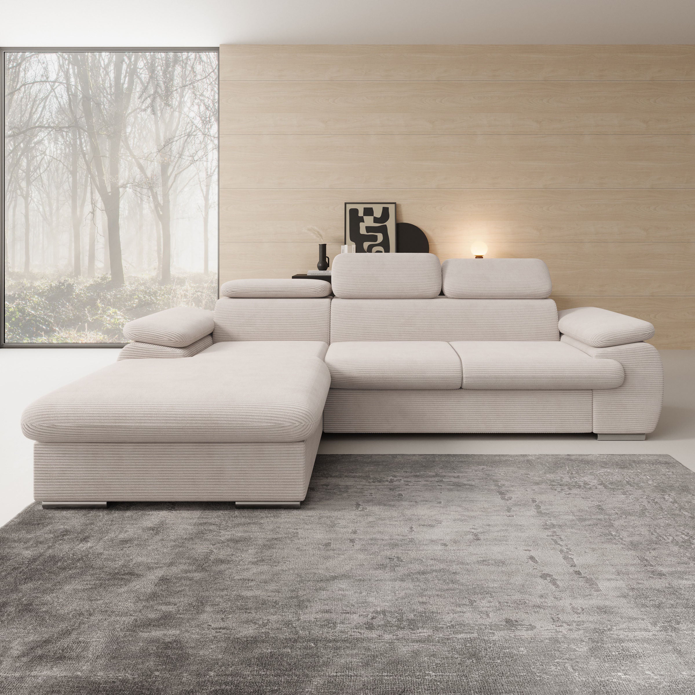 Cordoba - Hoekbank 3-zits met chaise longue - Ribstof beige - Links - Image 2