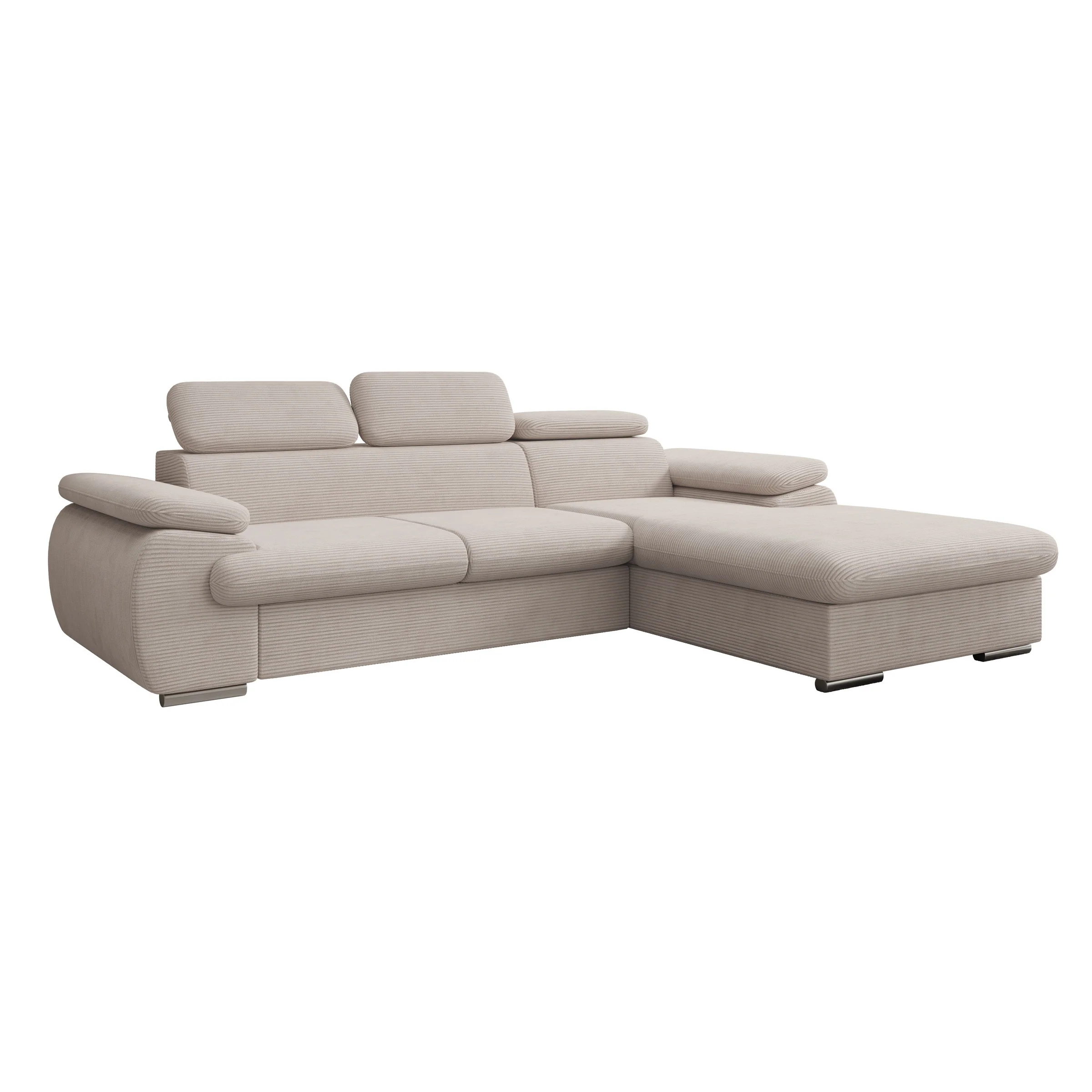 Cordoba - Hoekbank 3-zits met chaise longue - Ribstof beige - Rechts - Image 6
