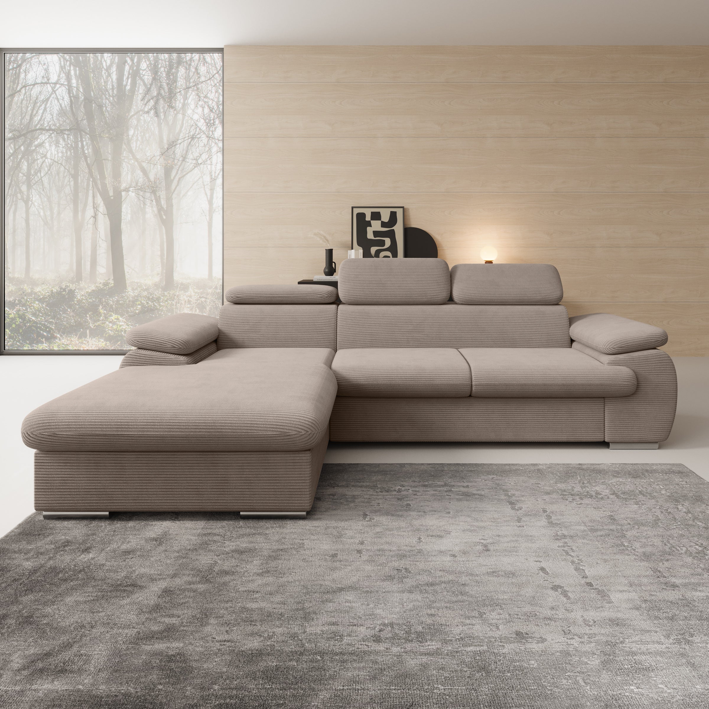 Cordoba - Hoekbank 3-zits met chaise longue - Ribstof bruin - Links - Image 2