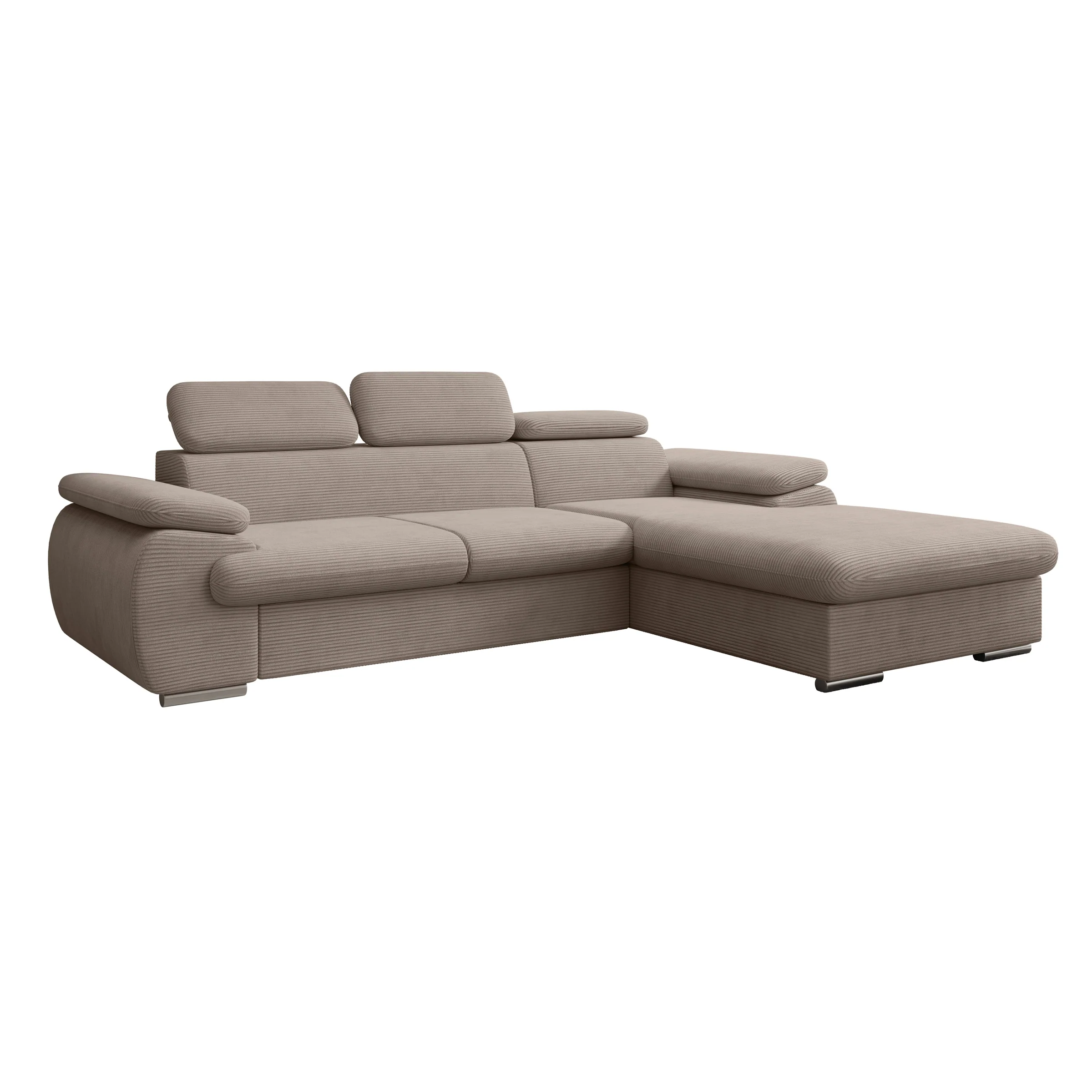 Cordoba - Hoekbank 3-zits met chaise longue - Ribstof bruin - Rechts - Image 6