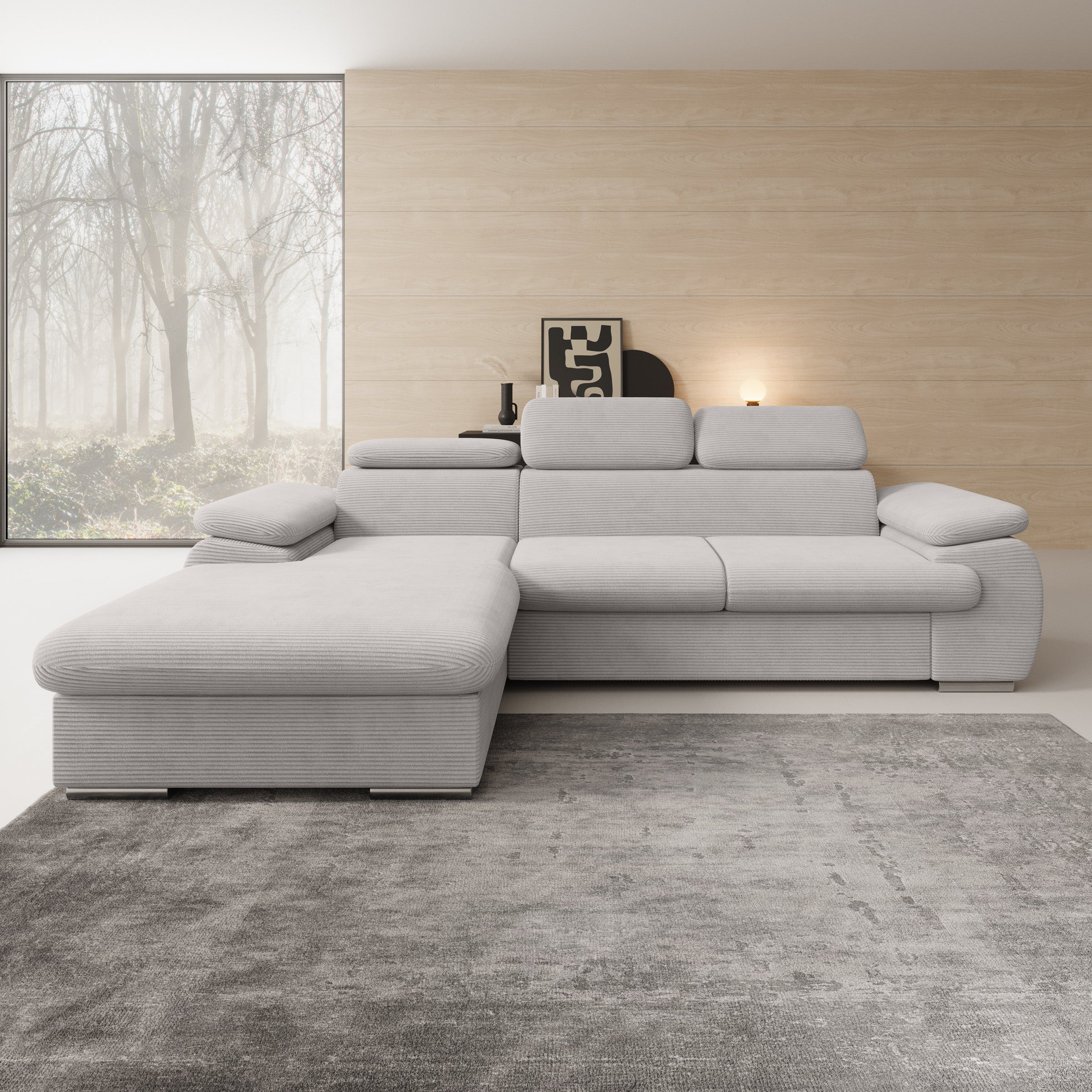 Cordoba - Hoekbank 3-zits met chaise longue - Ribstof grijs - Links - Image 2