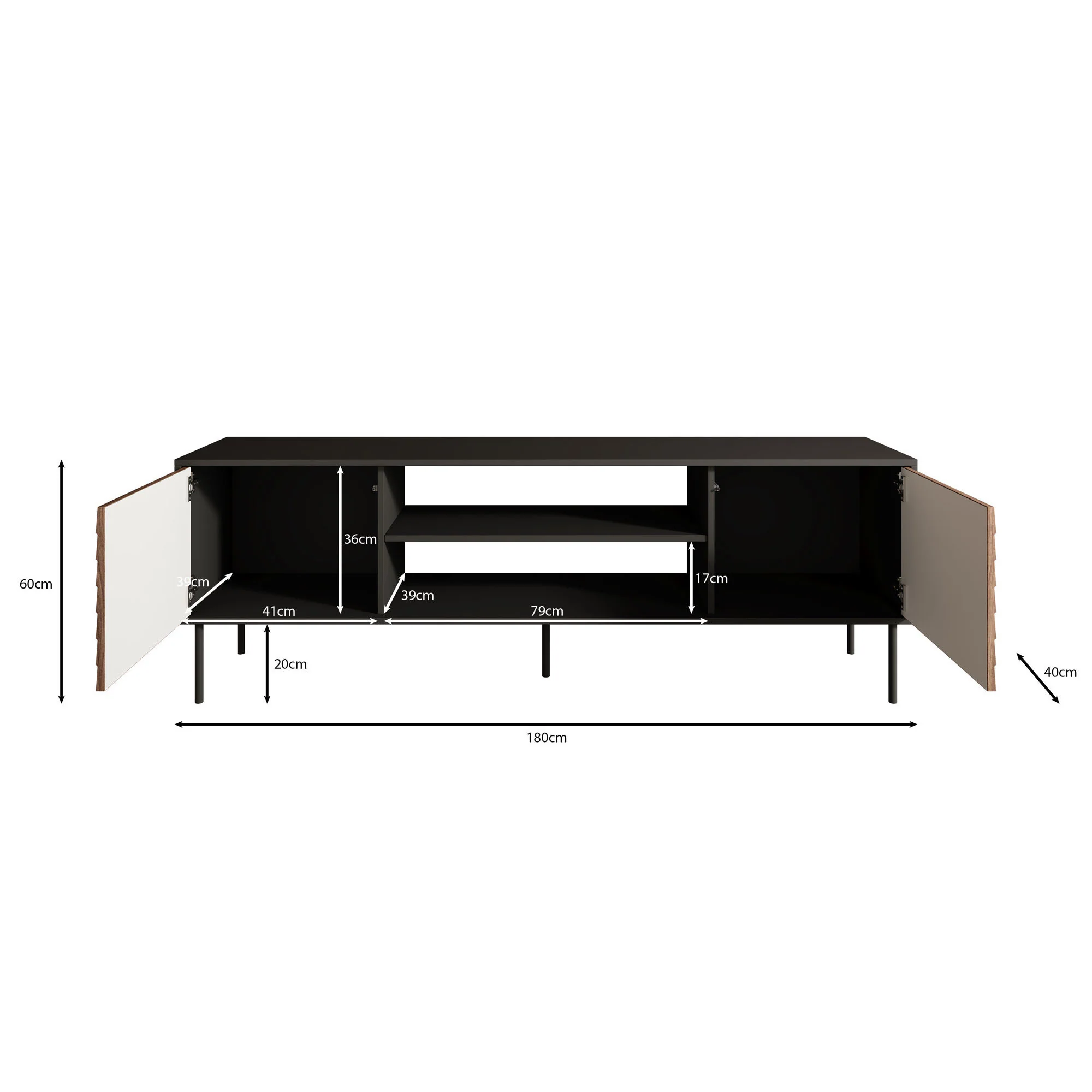 Cordoba - TV-Meubel met 2 deuren - Eiken - 180x40x182 cm - Image 5