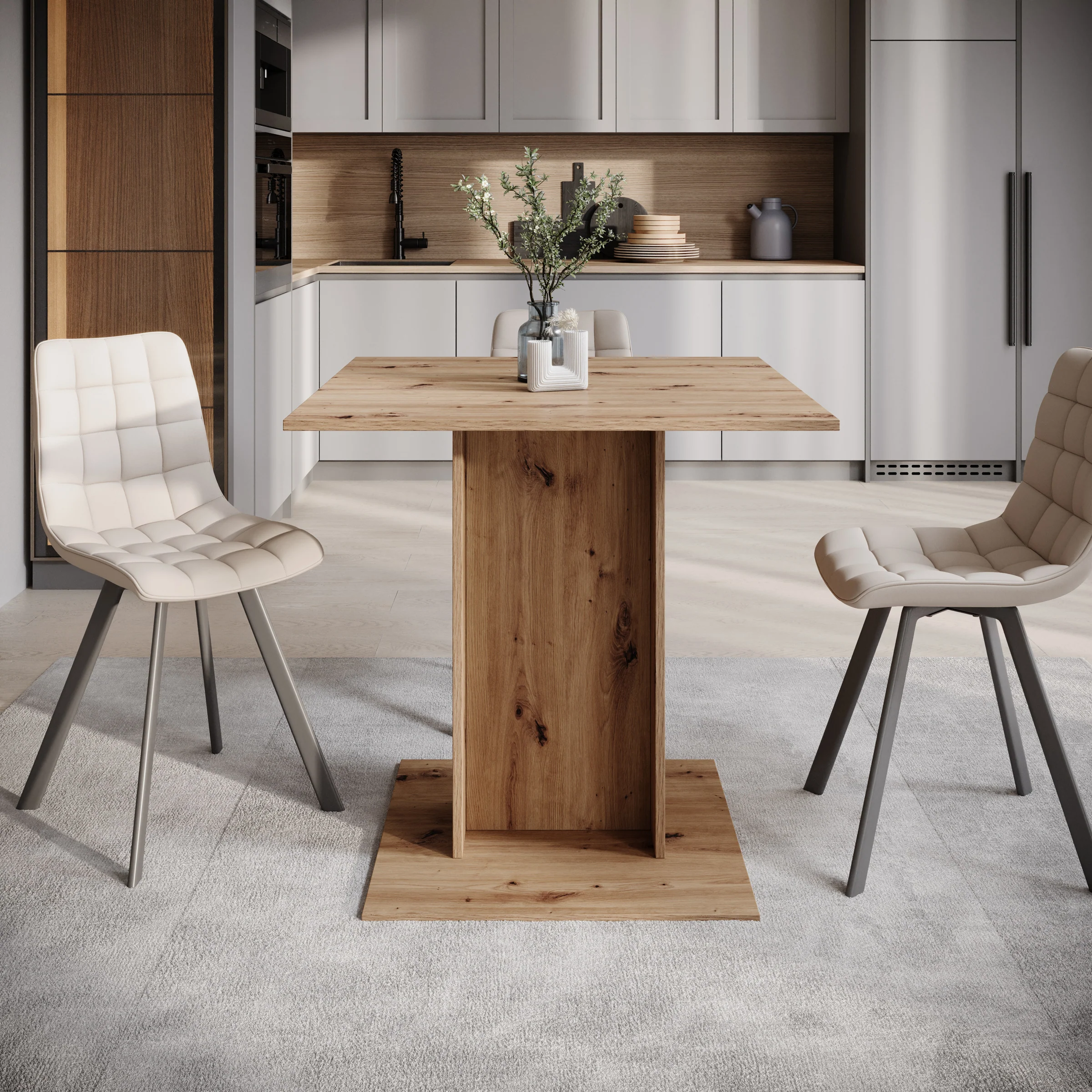 Cova - Eetkamertafel - Eikenpatroon - 80x80x76 cm - Image 2