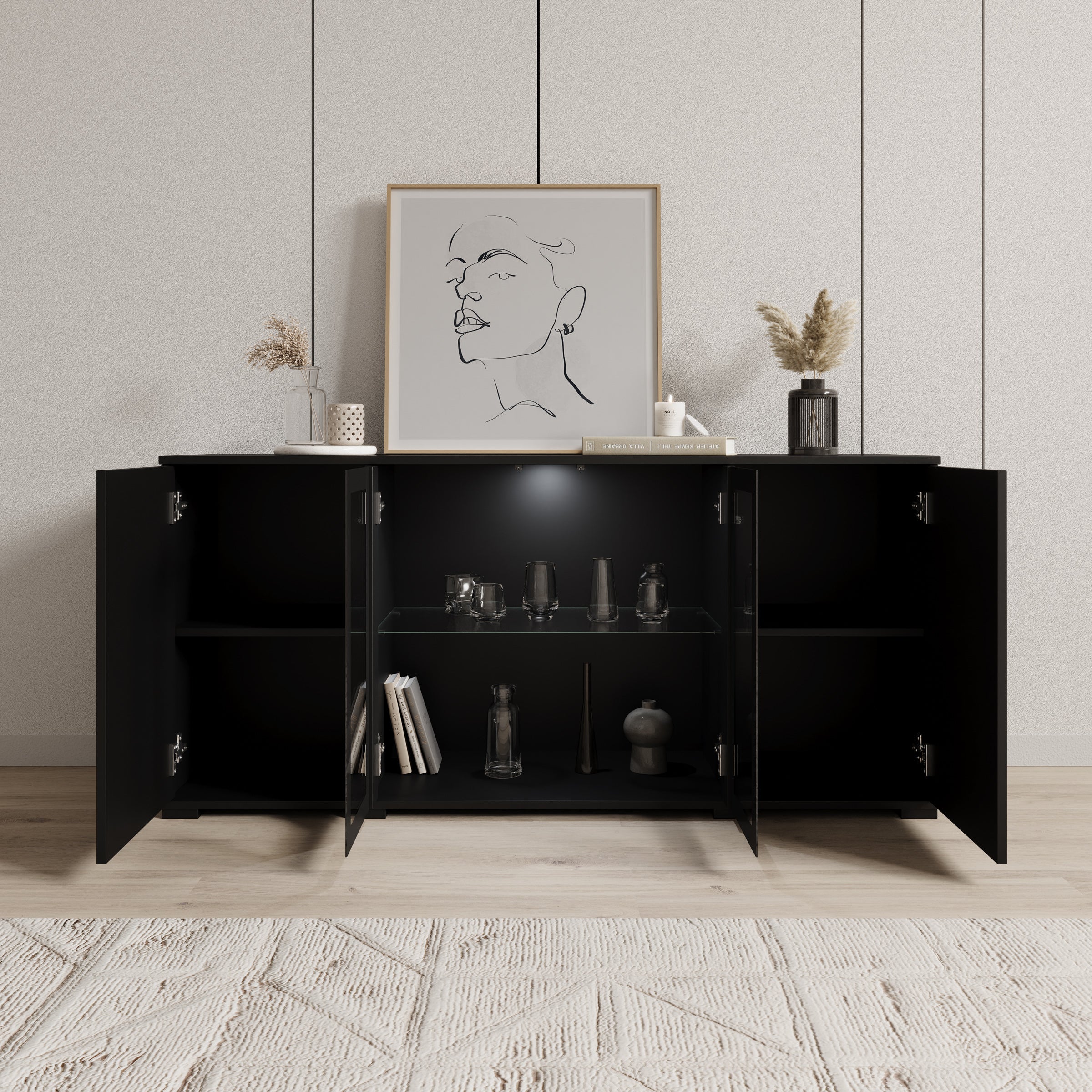 Cres 2 - Dressoir - Zwart - 150x40x70 cm - Image 2