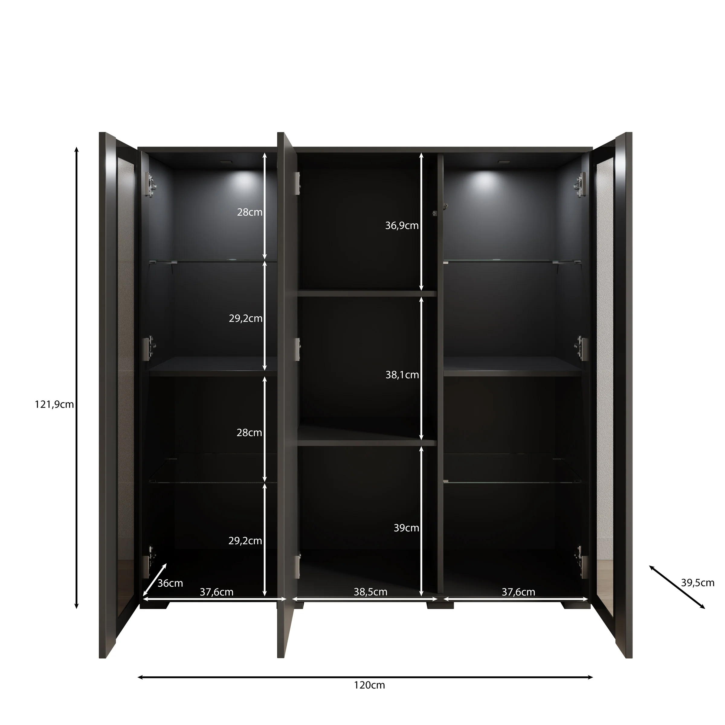 Cres - Dressoir - Zwart - 120x40x122 cm - Image 6