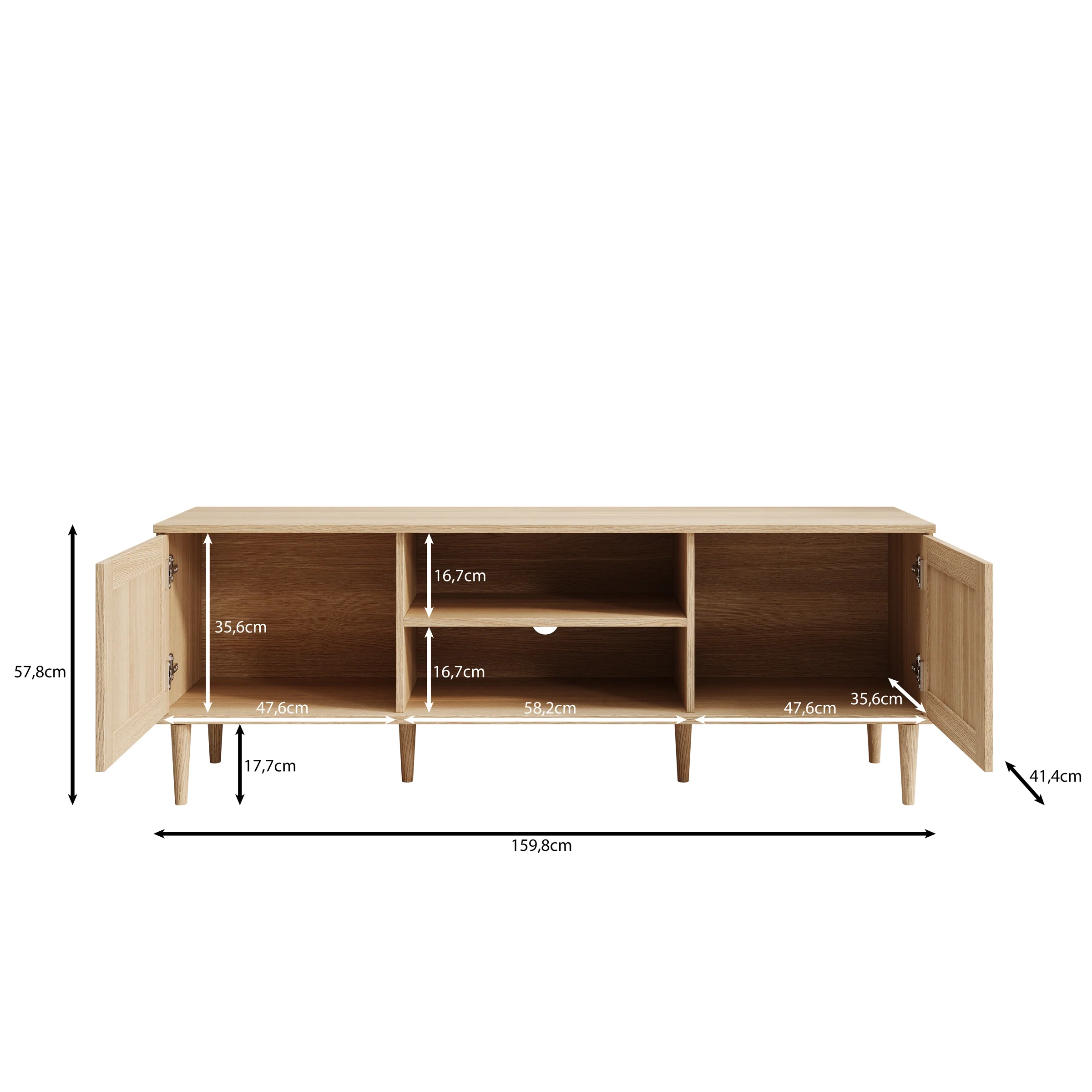 Crimson - TV-Meubel - Eiken - 160x41x58 cm - Image 5