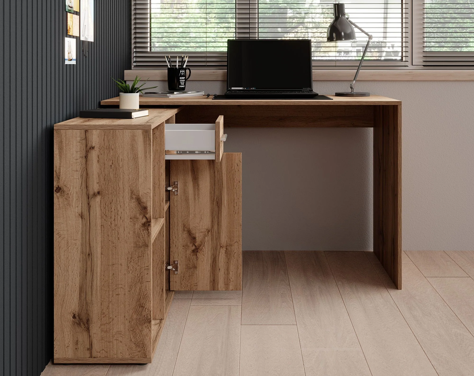 Crister - Bureau - Eiken - 122x120 cm - Image 4