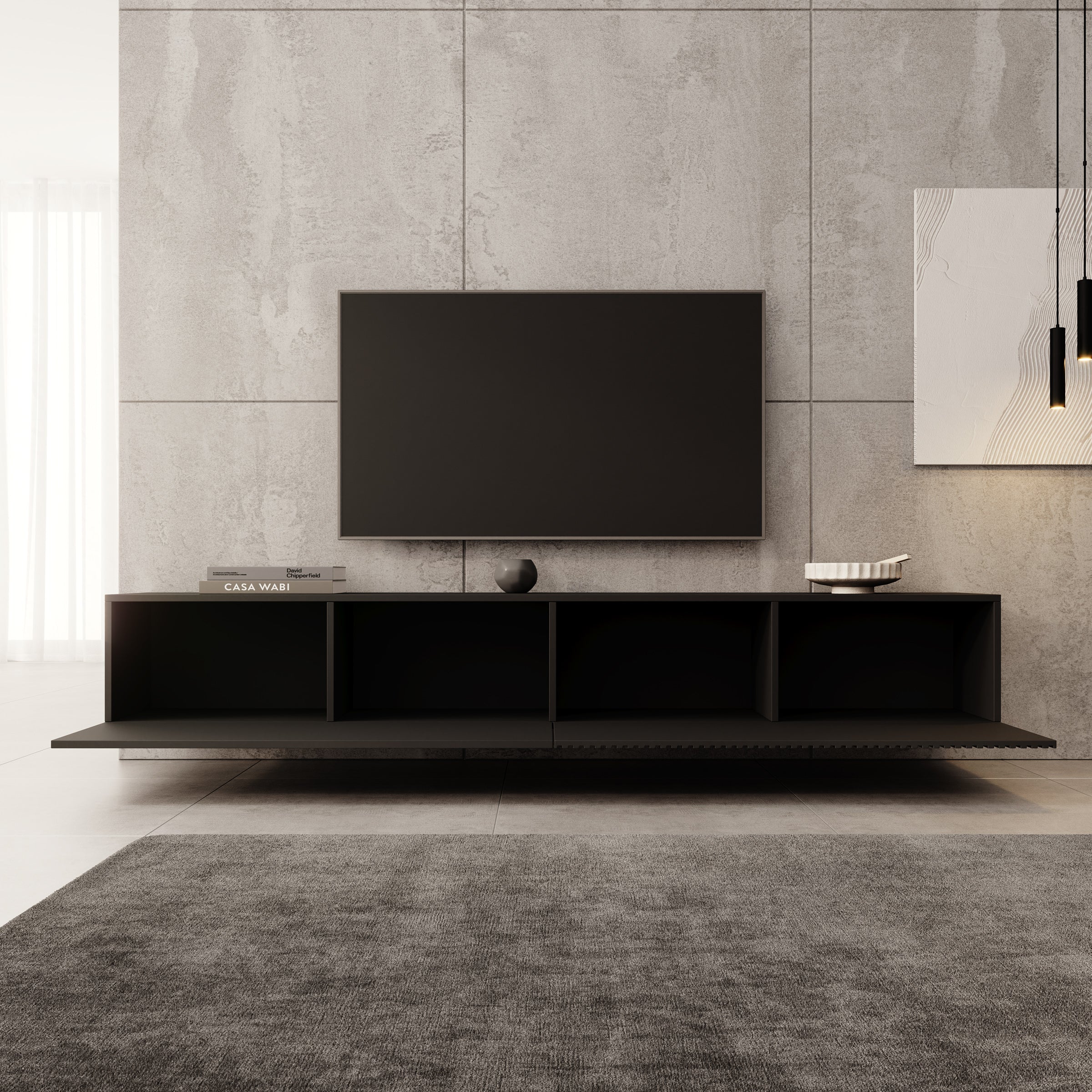 Cruzar - TV-Meubel - Zwart - 200x30x31 cm - Image 2