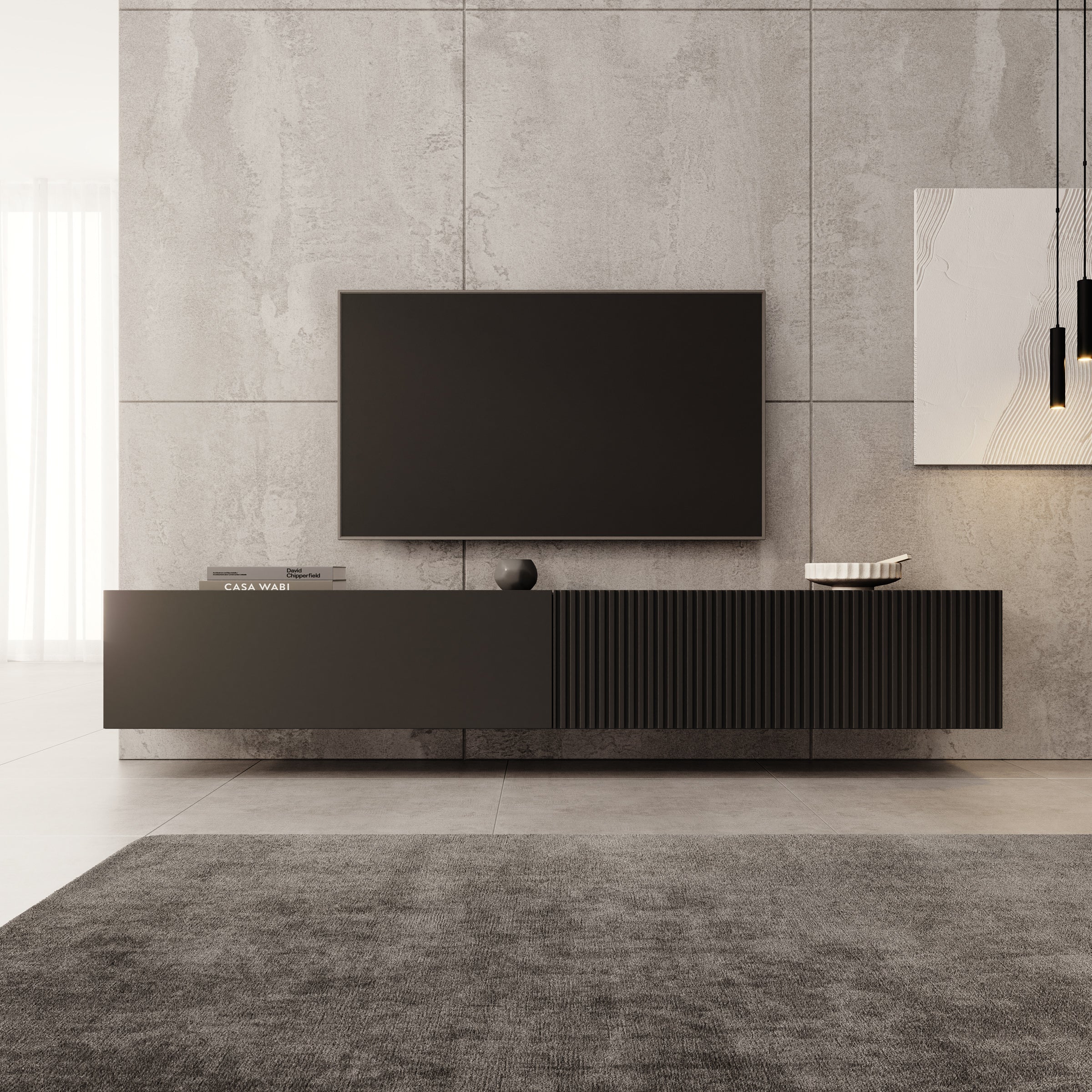 Cruzar - TV-Meubel - Zwart - 200x30x31 cm - Image 3