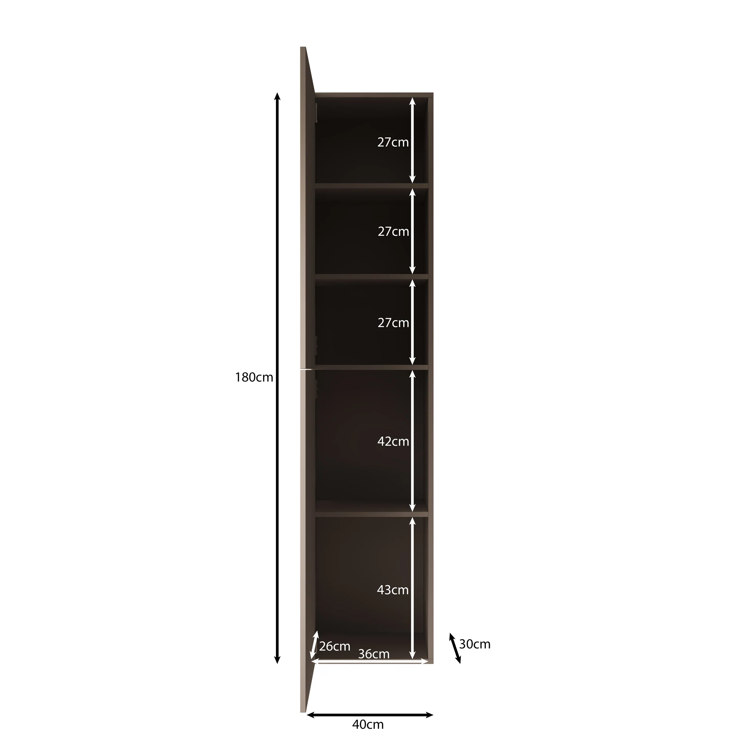 Cruzar - Vitrinekast - Zwart/Eiken - 40x30x180 cm - Image 5