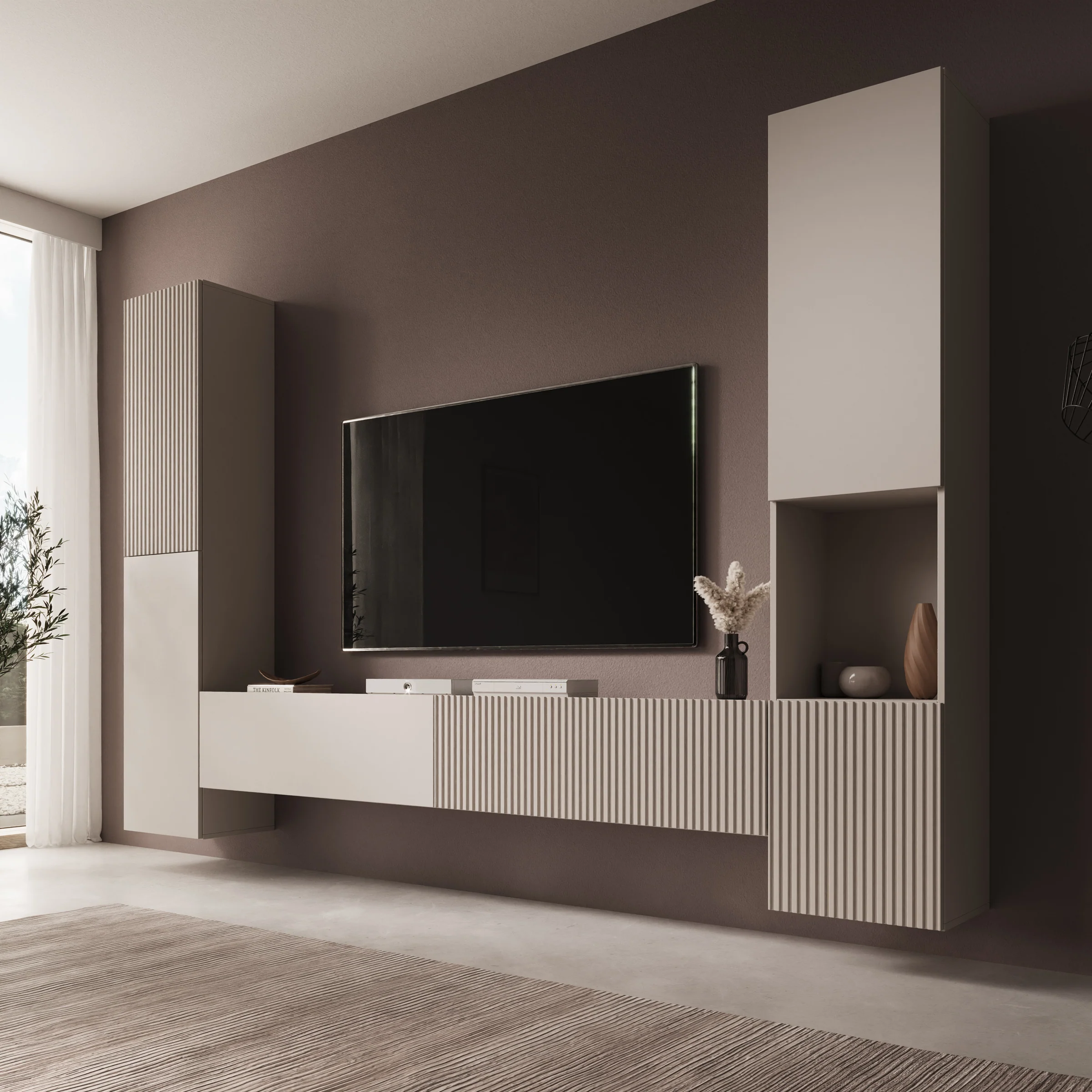 Cruzar - Wandmeubel - Beige - 280x30x180 cm
