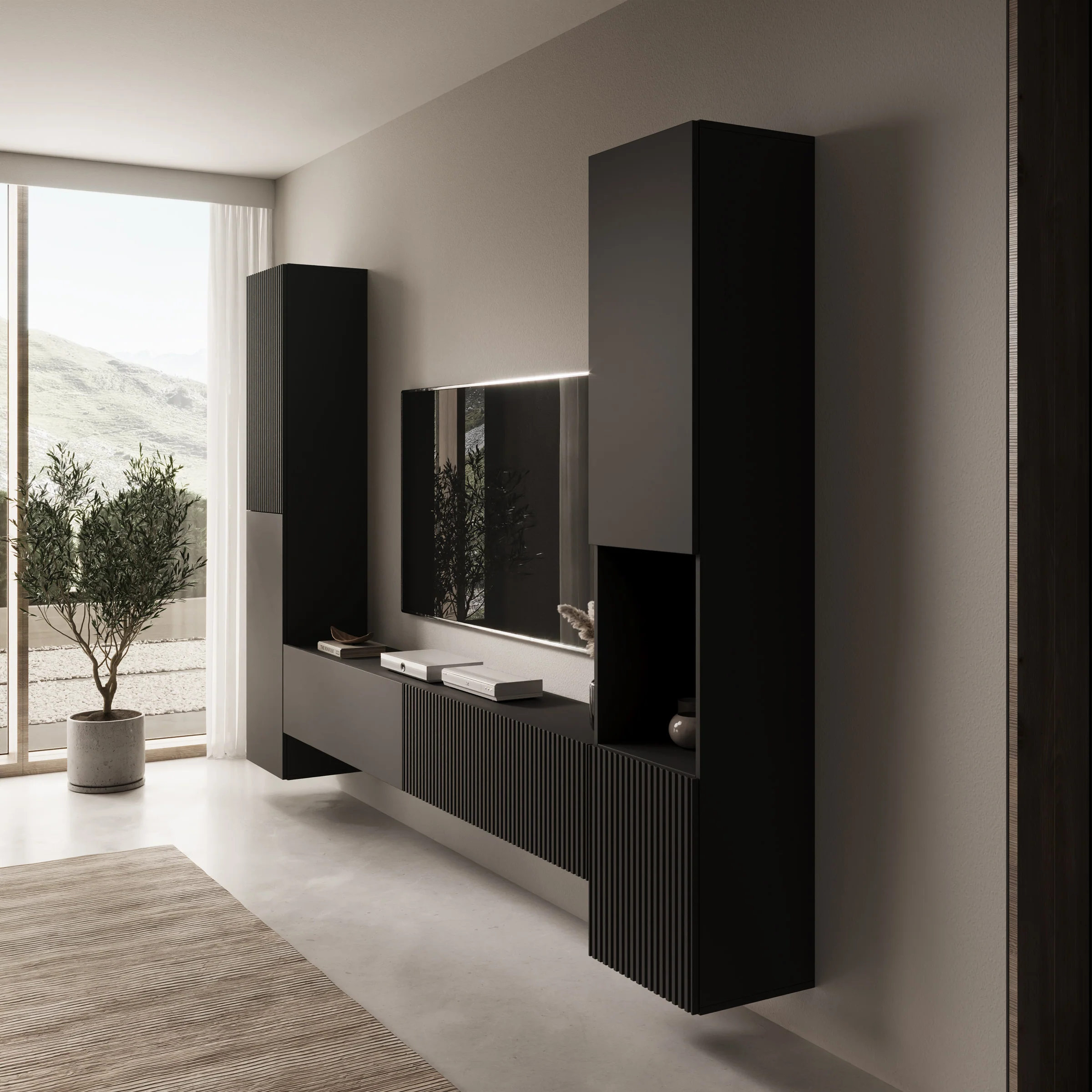 Cruzar - Wandmeubel - Zwart - 280x30x180 cm - Image 4