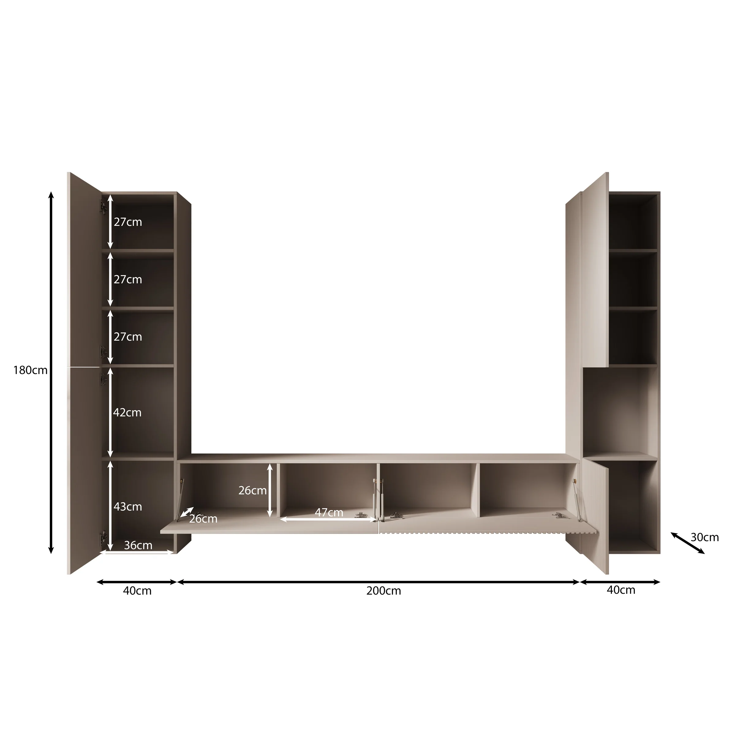 Cruzar - Wandmeubel - Zwart - 280x30x180 cm - Image 6