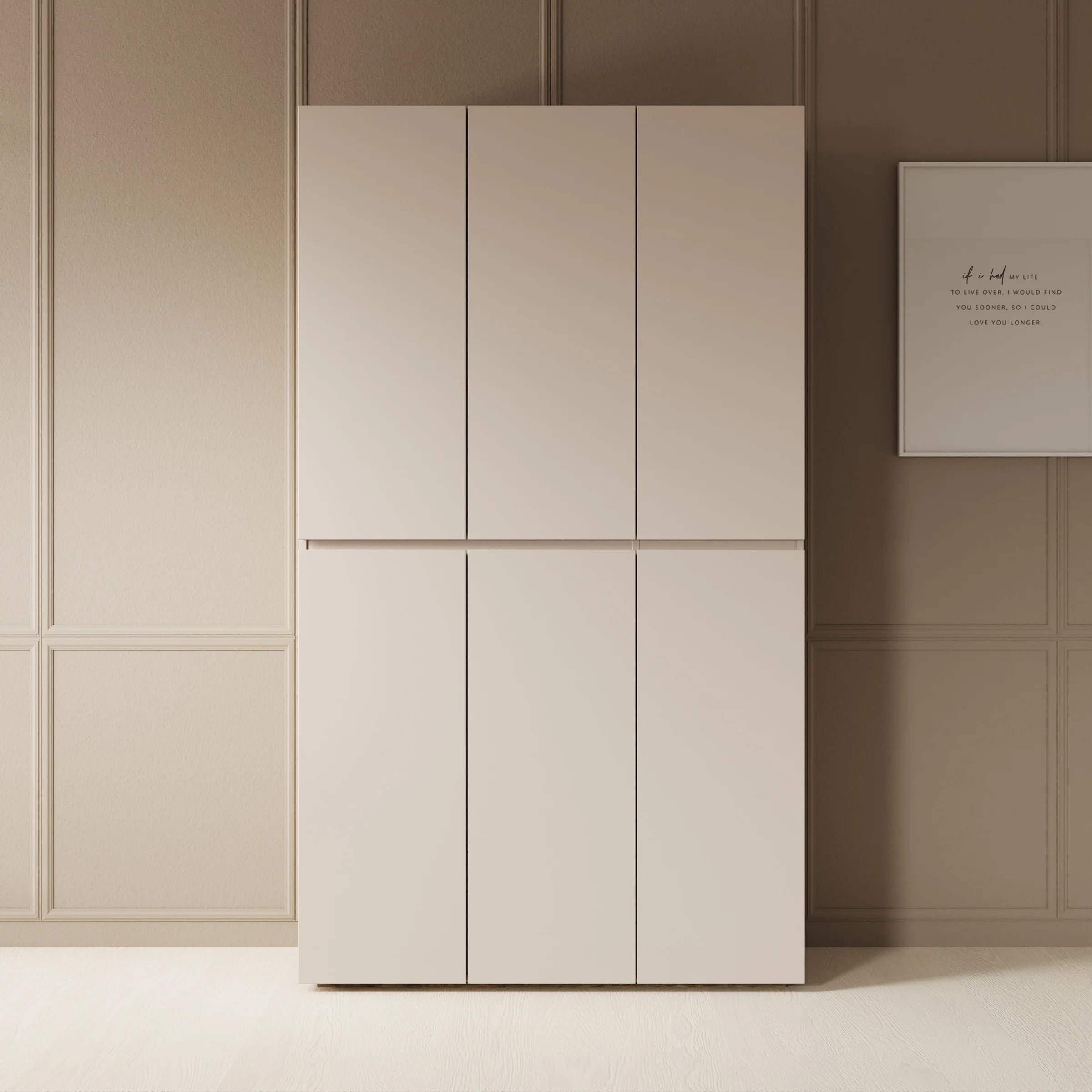 Cumi - Schoenenkast - Beige/Eikenpatroon - 105x34x184 cm - Image 3