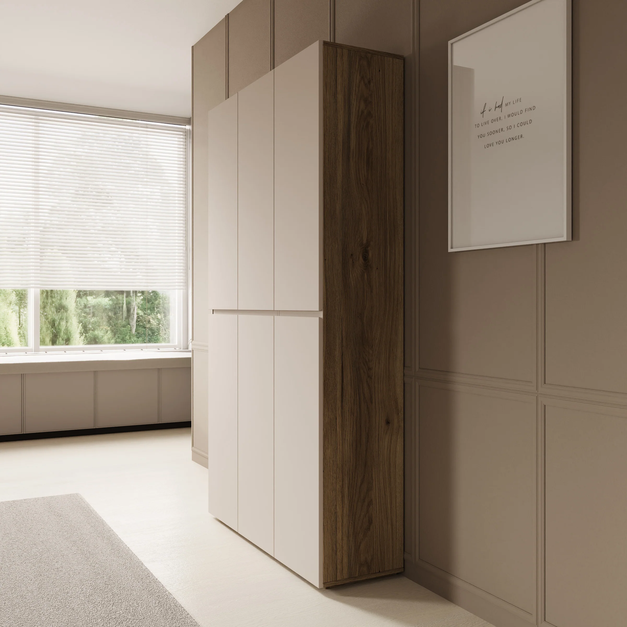 Cumi - Schoenenkast - Beige/Eikenpatroon - 105x34x184 cm - Image 4
