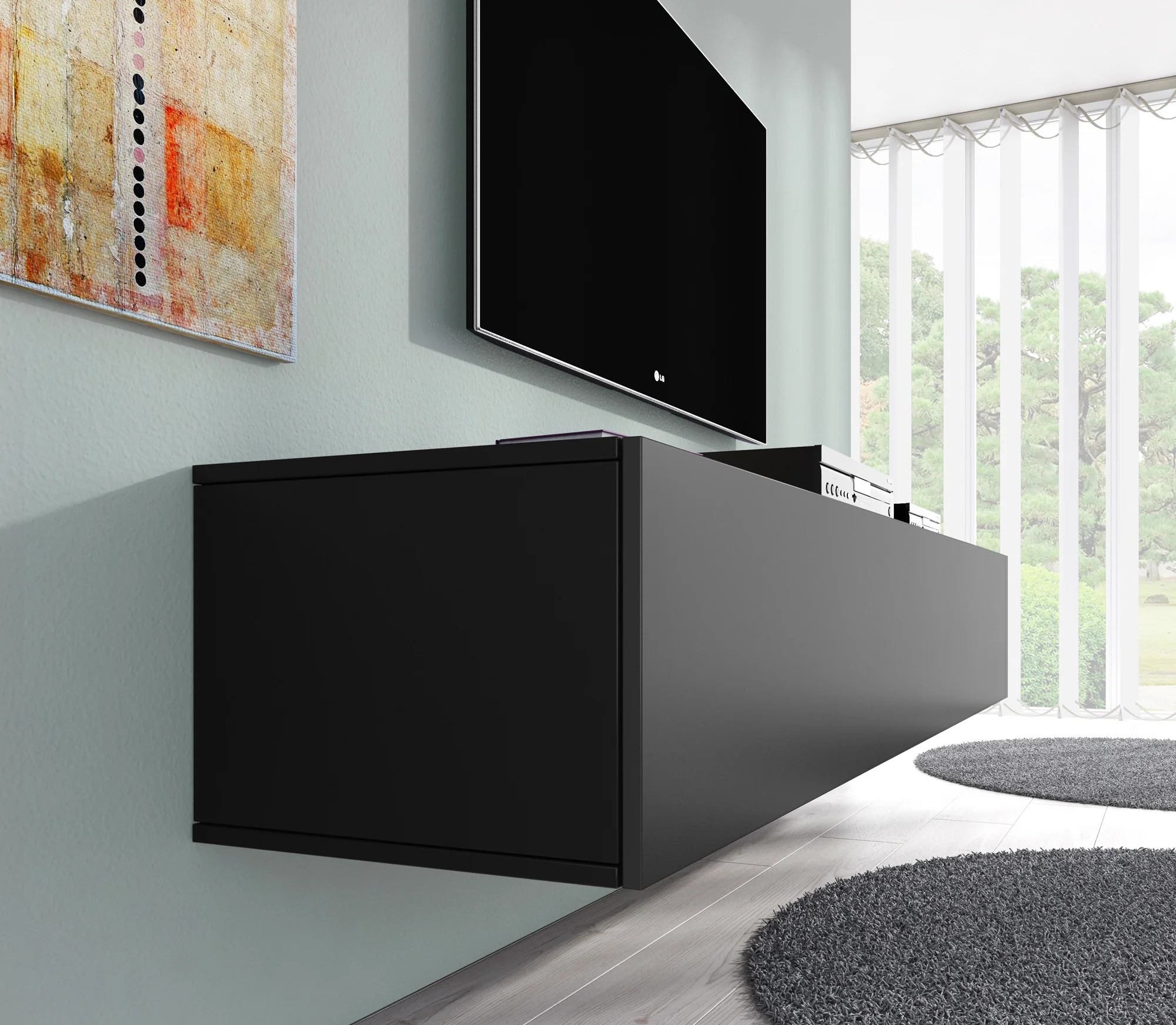 Dario - TV-Meubel  - Mat zwart - 180 cm - Image 4